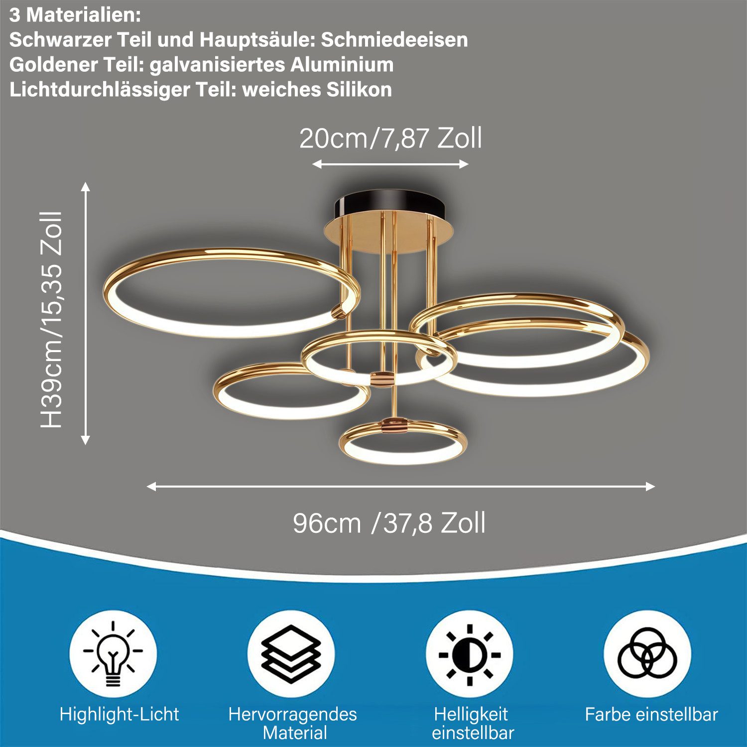 MOPUEA Deckenleuchten Deckenlampen 6 Ring Design günstig online kaufen