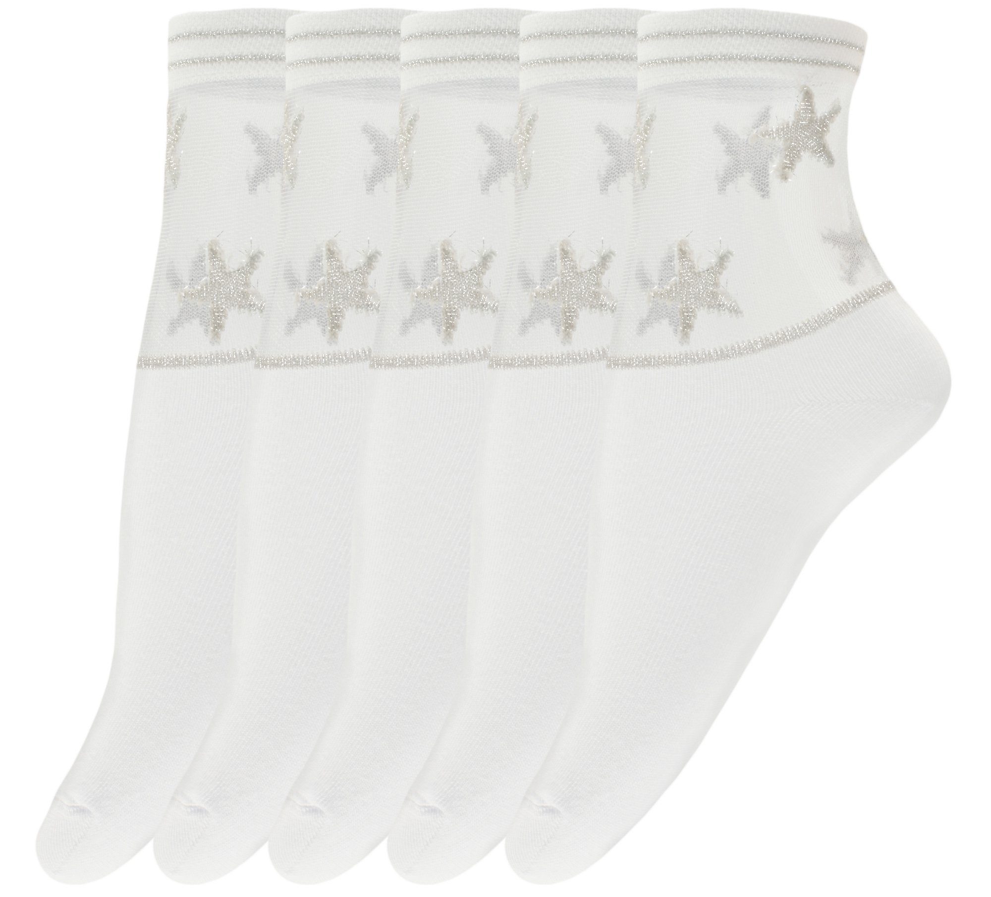 GIULIA Feinsöckchen 5 Paar glänzende atmungsaktiv mit Sternen Muster Söckchen (5-Paar)