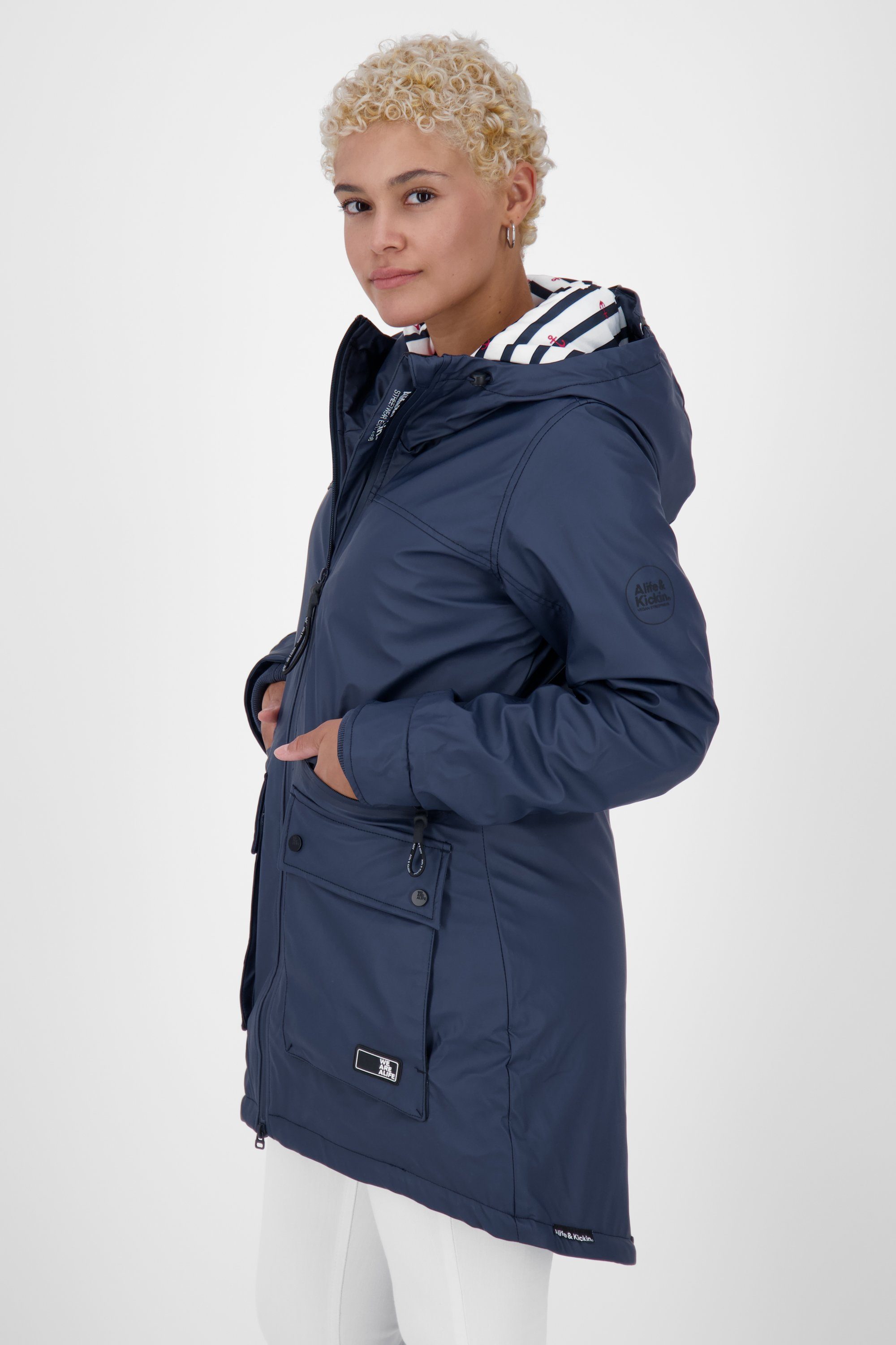 Kickin Alife & Damen Langjacke A AudreyAK Langjacke, Übergangsjacke marine Rainstyle Coat