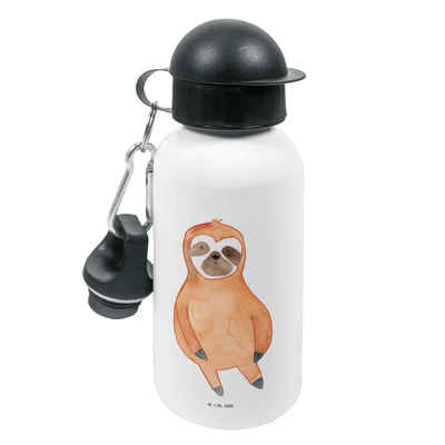 Mr. & Mrs. Panda Trinkflasche Faultier Zufrieden - Weiß - Geschenk, Glück, Glücklich, happy, Faulti, Leicht zu öffnen