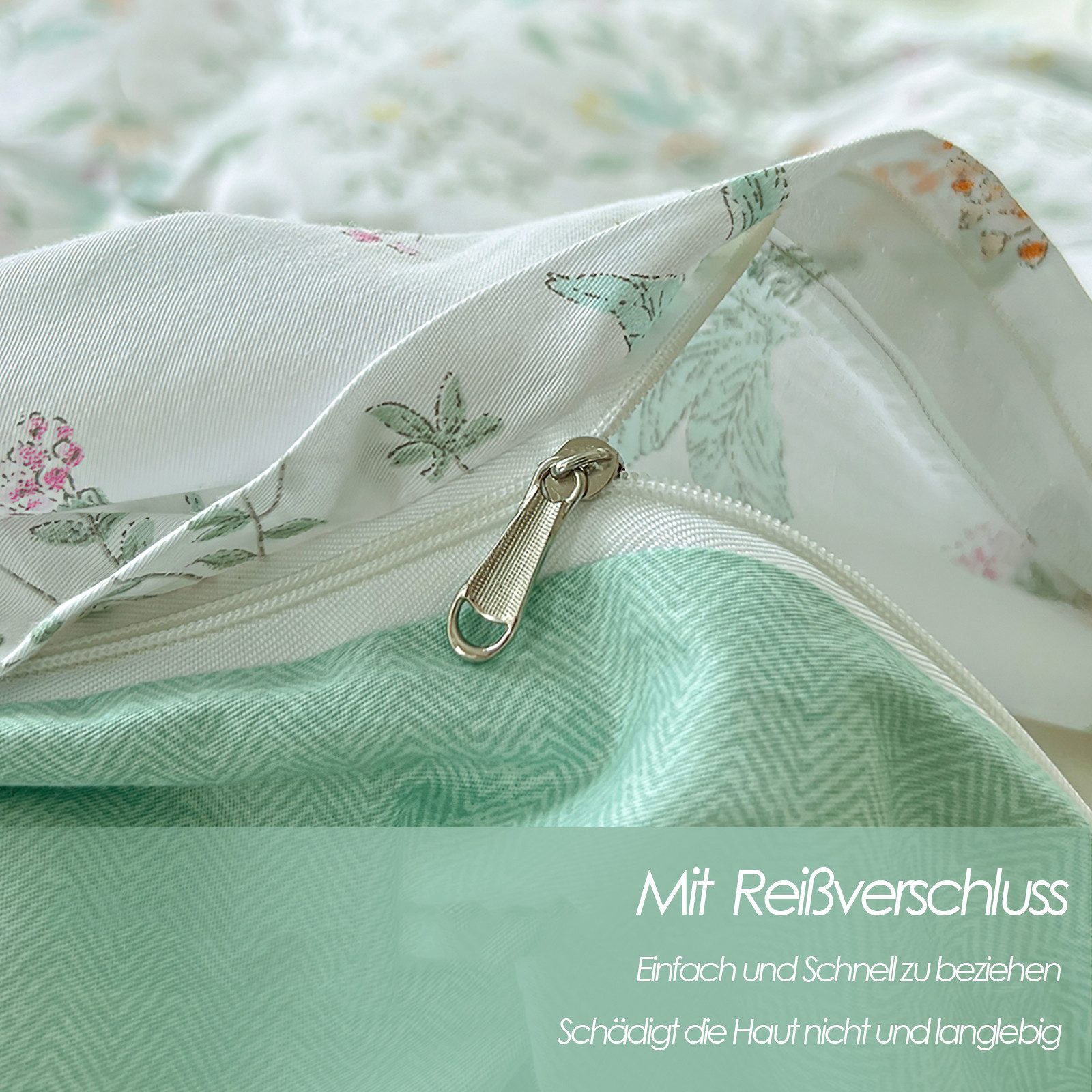 KEAYOO Bettwäsche HXM, 4 teilig, Rosa Blumenmuster Bettwäsche Baumwolle mit günstig online kaufen