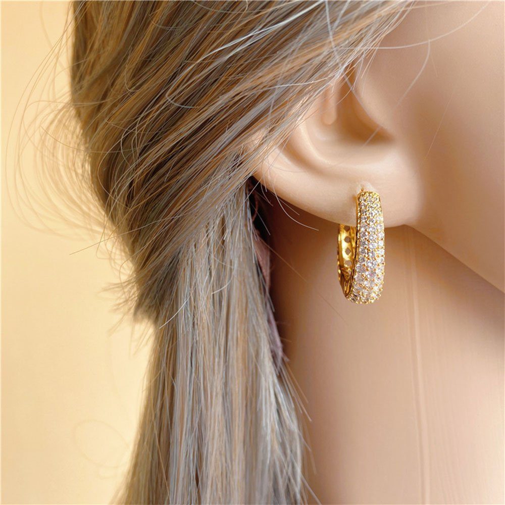 Haiaveng Paar für Ohrringe (2-tlg) Zirkonia Hohl Gold Frauen Hoop Ohrhänger Design Ohrringe