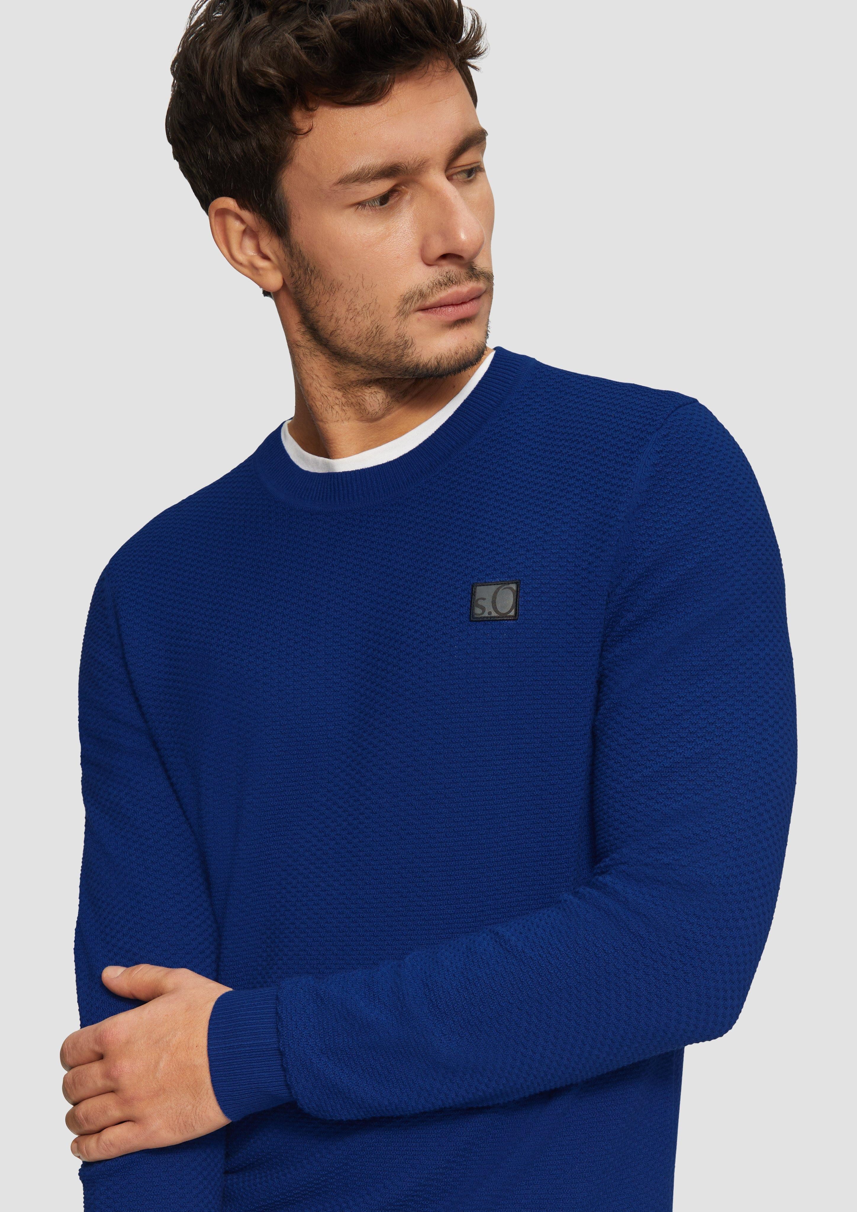 s.Oliver Strickpullover Strukturierter Strickpullover mit Logo-Patch günstig online kaufen