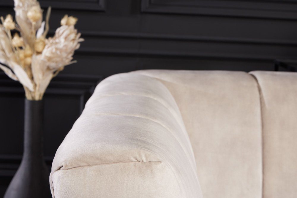 riess-ambiente Sofa NOBLESSE 225cm champagner / schwarz, Einzelartikel 1 Teile, Wohnzimmer · Samt · Metall · 3-Sitzer · Federkern · Retro Design – Bild 5 von 5
