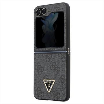 Guess Smartphone-Hülle Guess Samsung Galaxy Z Flip5 Case Leather 4G Diamond Triangle Schwarz