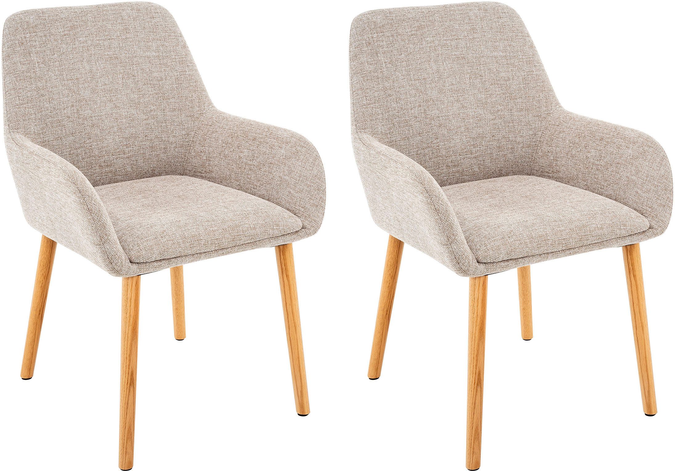 OTTO home Esszimmerstuhl Evinnia (Set, 2 St), massive Eichenholzbeine, pflegegleicher Webstoff, Sitzhöhe 48 cm