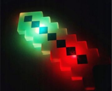 Festivalartikel Lichtschwert LED-2-in-1-Set, Diamant-Pixel Replik Minecraft SCHWERT+ AXT
