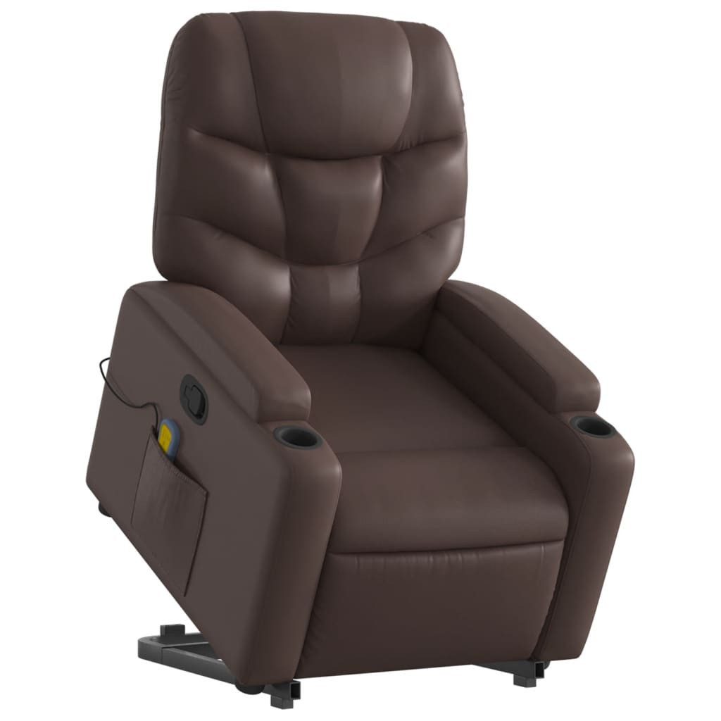 vidaXL Sessel Massagesessel mit Aufstehhilfe Braun Kunstleder (1-St)