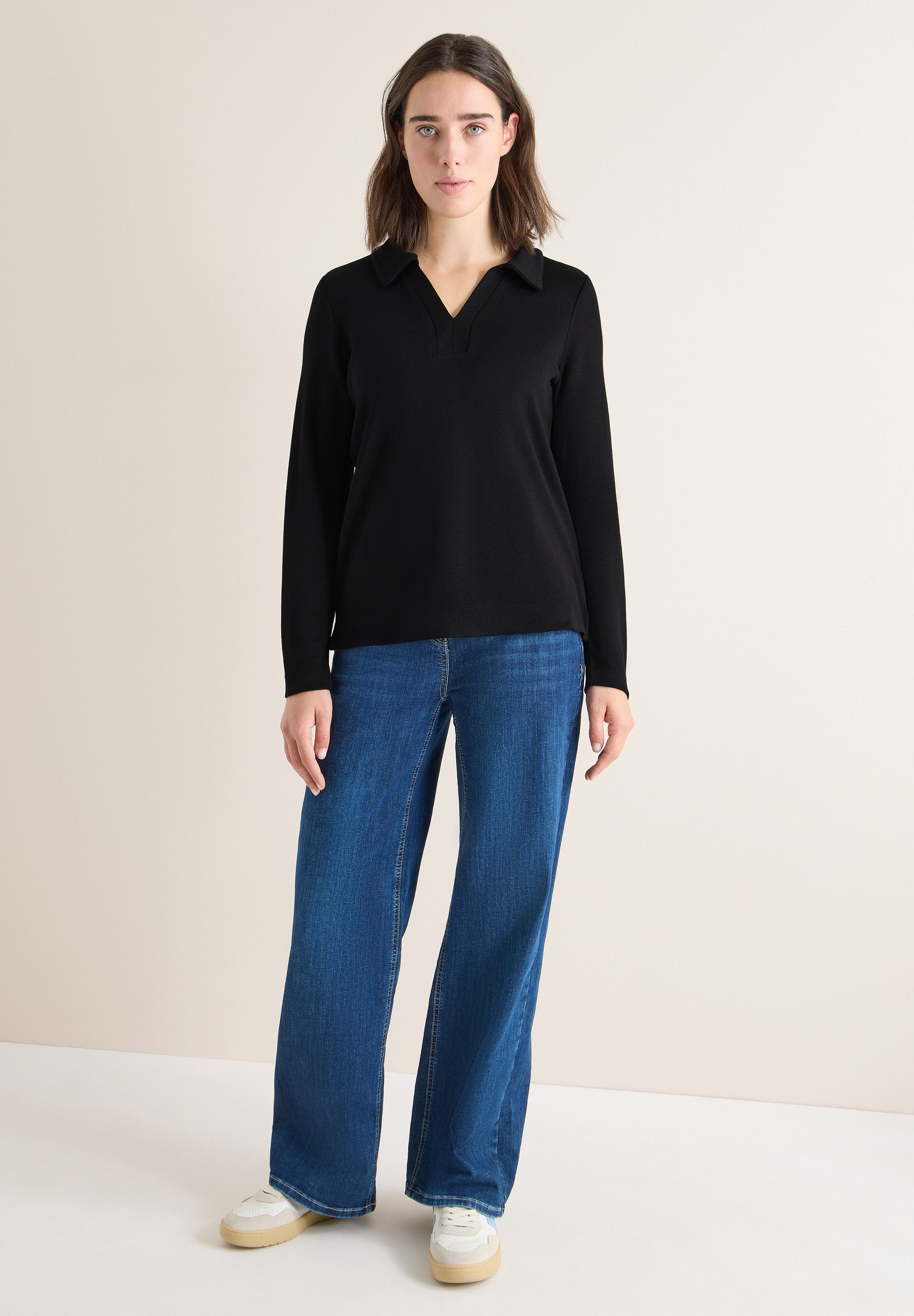 CECIL Langarmshirt aus elastischem Materialmix