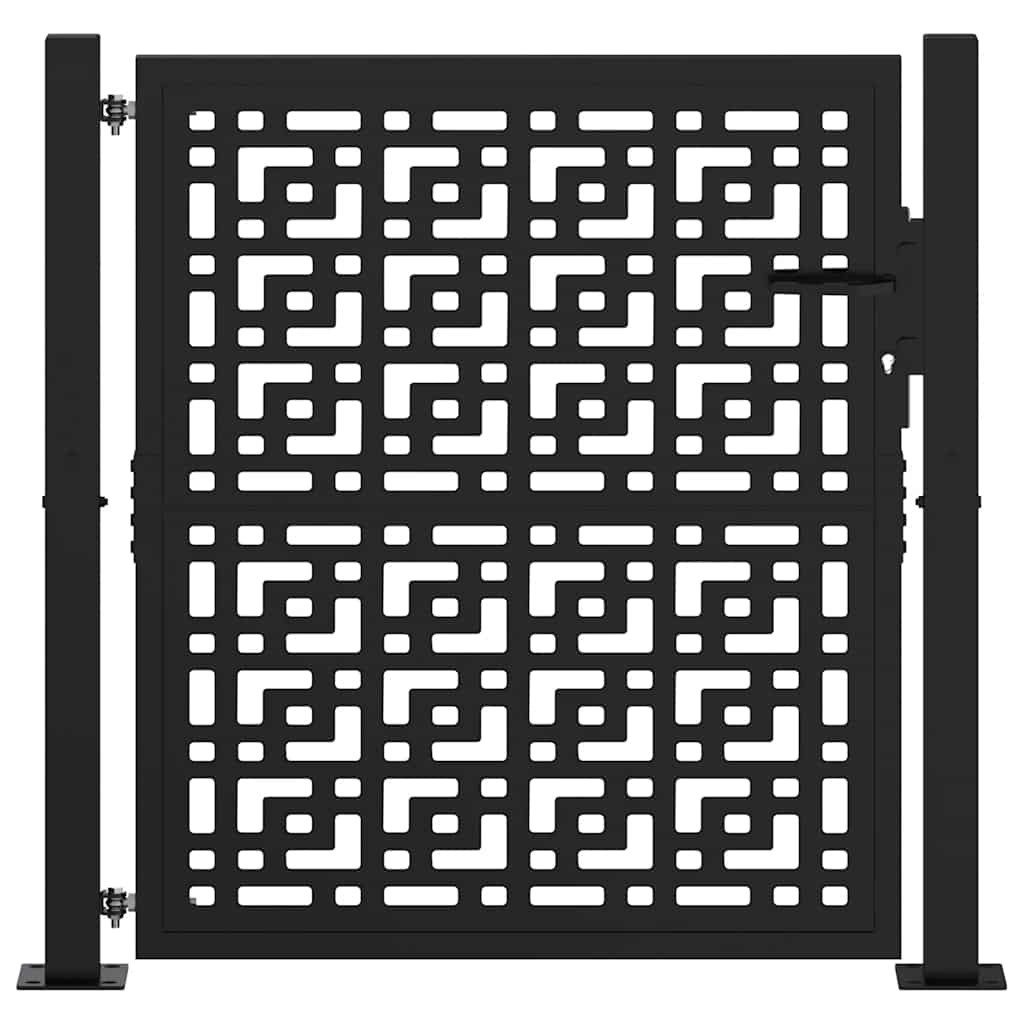 vidaXL Gartentor Gartentor Schwarz 100x100 cm Stahl Kreuz-Design