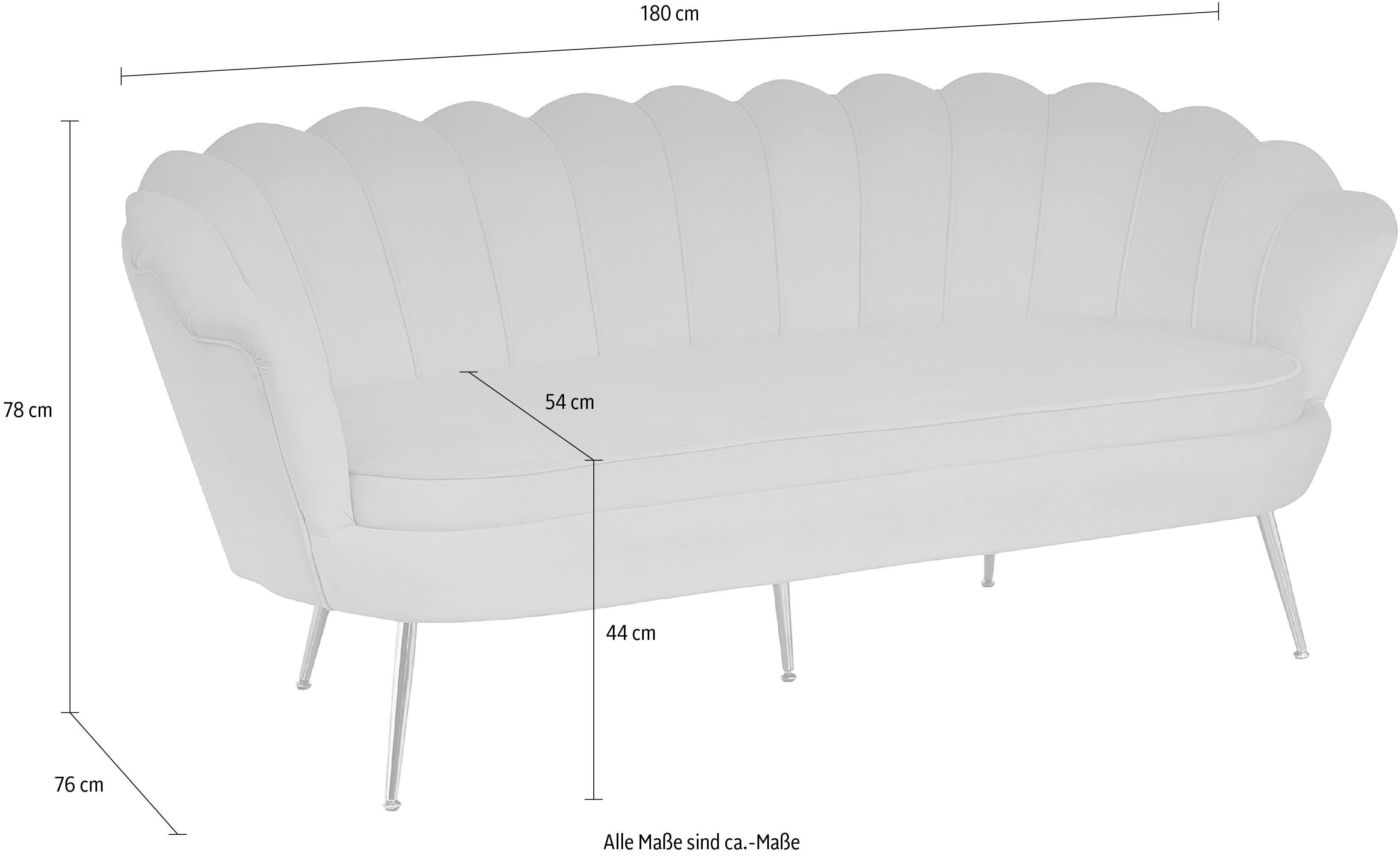 SalesFever Clam, Muscheldesign, extravagantes 180 cm Breite Hellgrau 3-Sitzer
