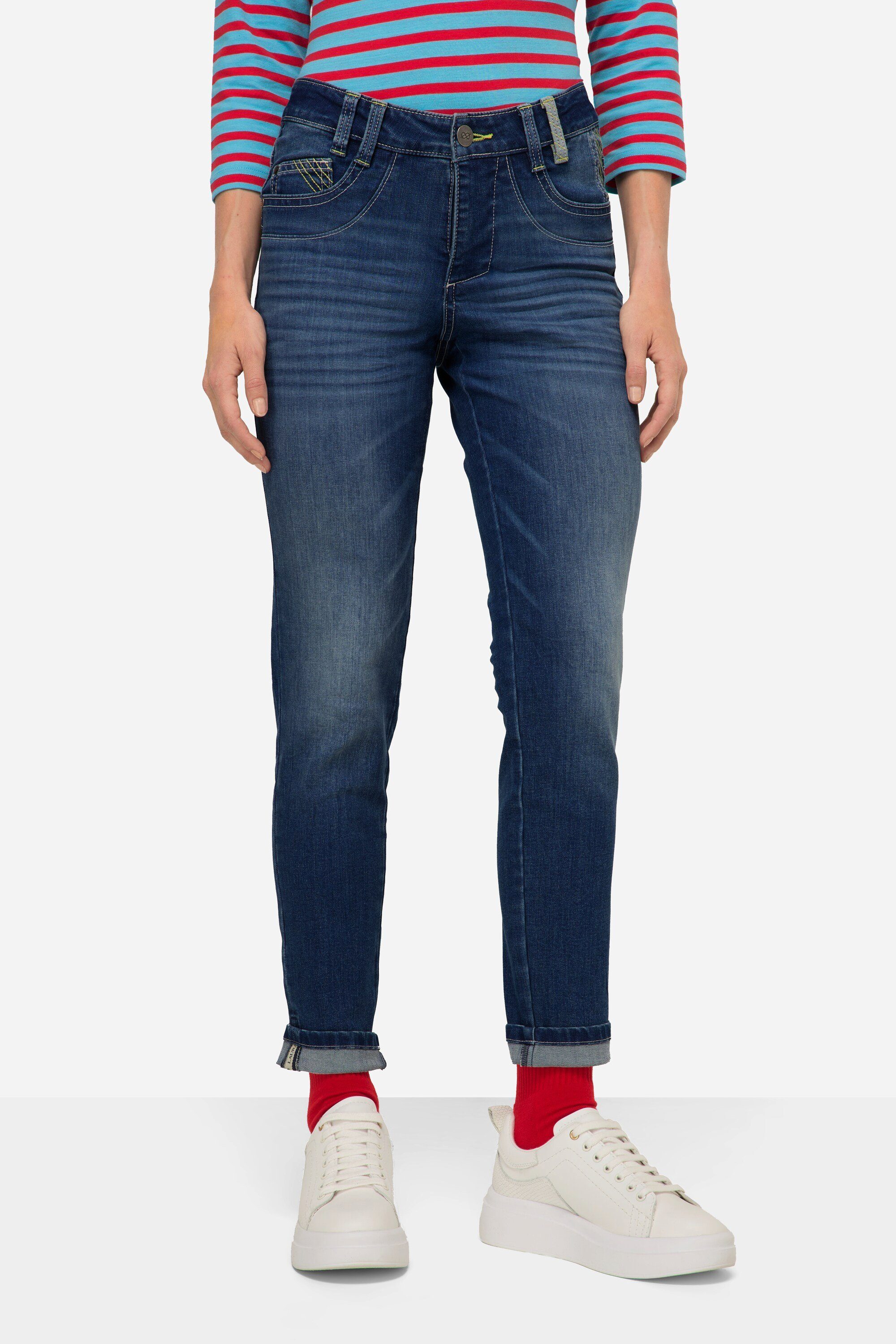 Laurasøn Regular-fit-Jeans Slim-Jeans 5-Pocket Saum mit TurnUp