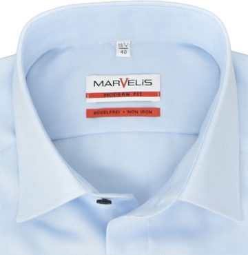 MARVELIS Businesshemd Kurzarmhemd - Modern Fit - Einfarbig - Hellblau