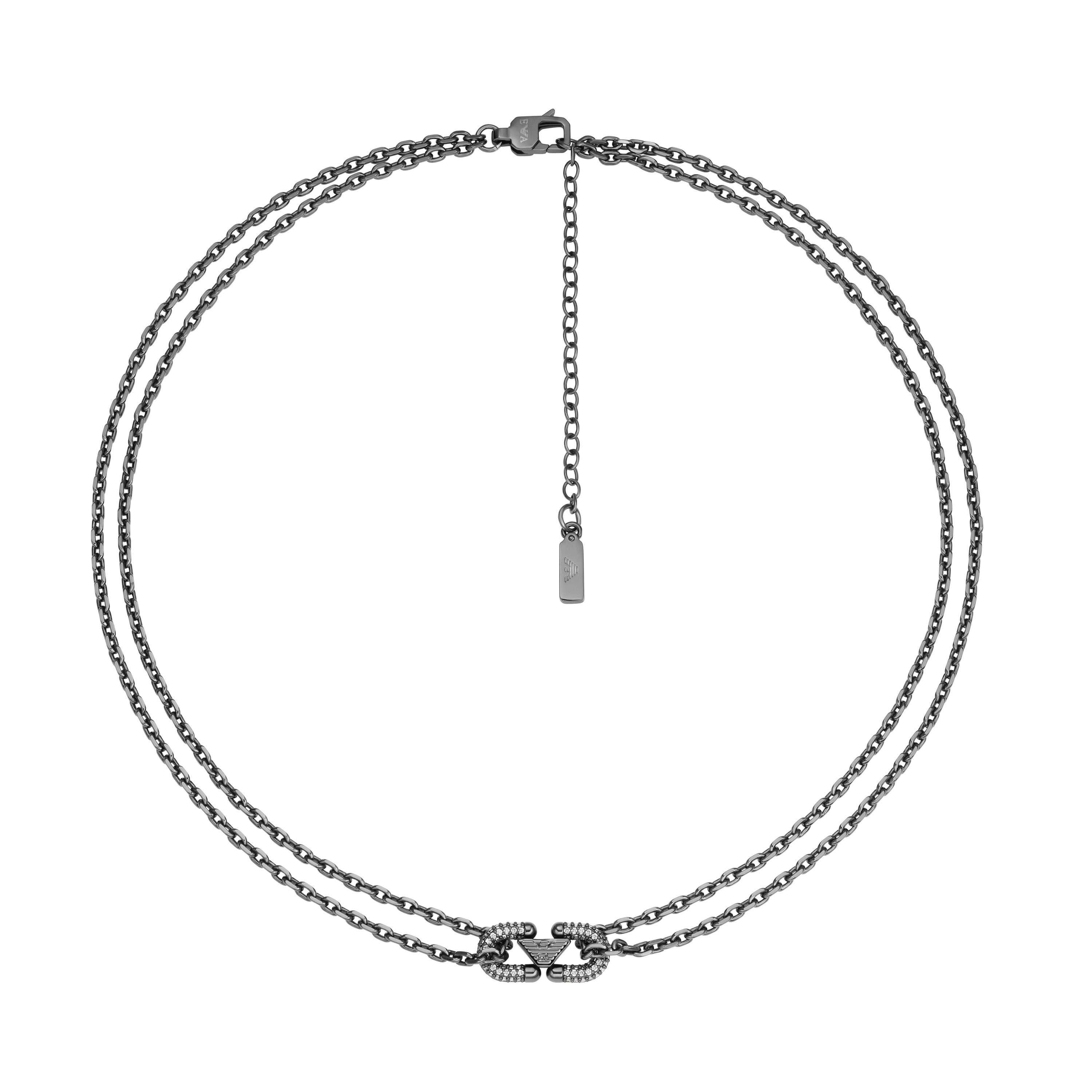 Emporio Armani Kette mit Anhänger Schmuck Geschenk Edelstahl Halsschmuck COUPLES, mit Zirkonia (synth)