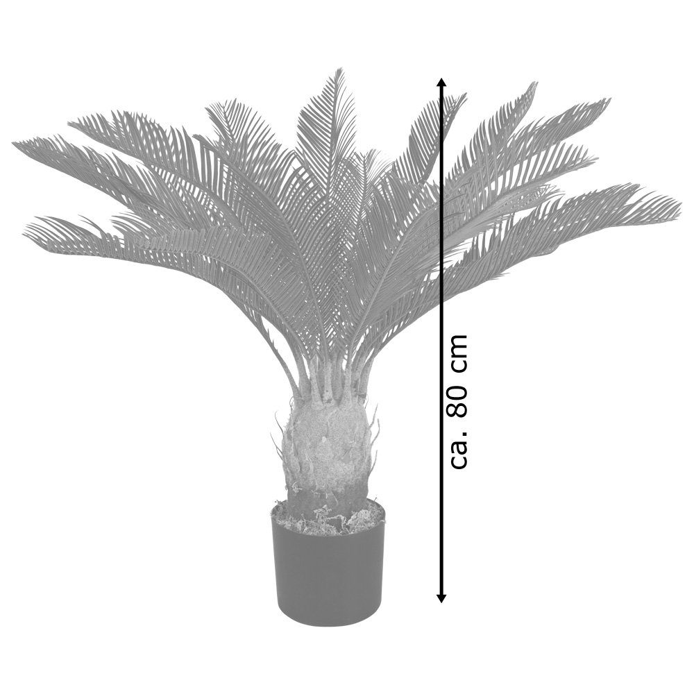 Decovego, Höhe 80 Kunstpalme Künstliche cm, 80 cm Cycas Palme Kunstpflanze Pflanze Plastikpflanze