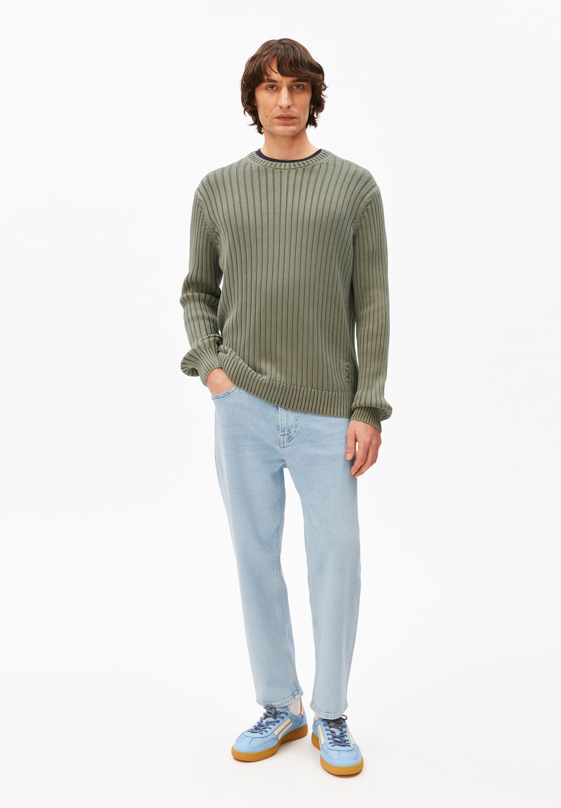 Armedangels Strickpullover PIGMENT DYE RIB Pullover aus Bio-Baumwolle Regular Fit