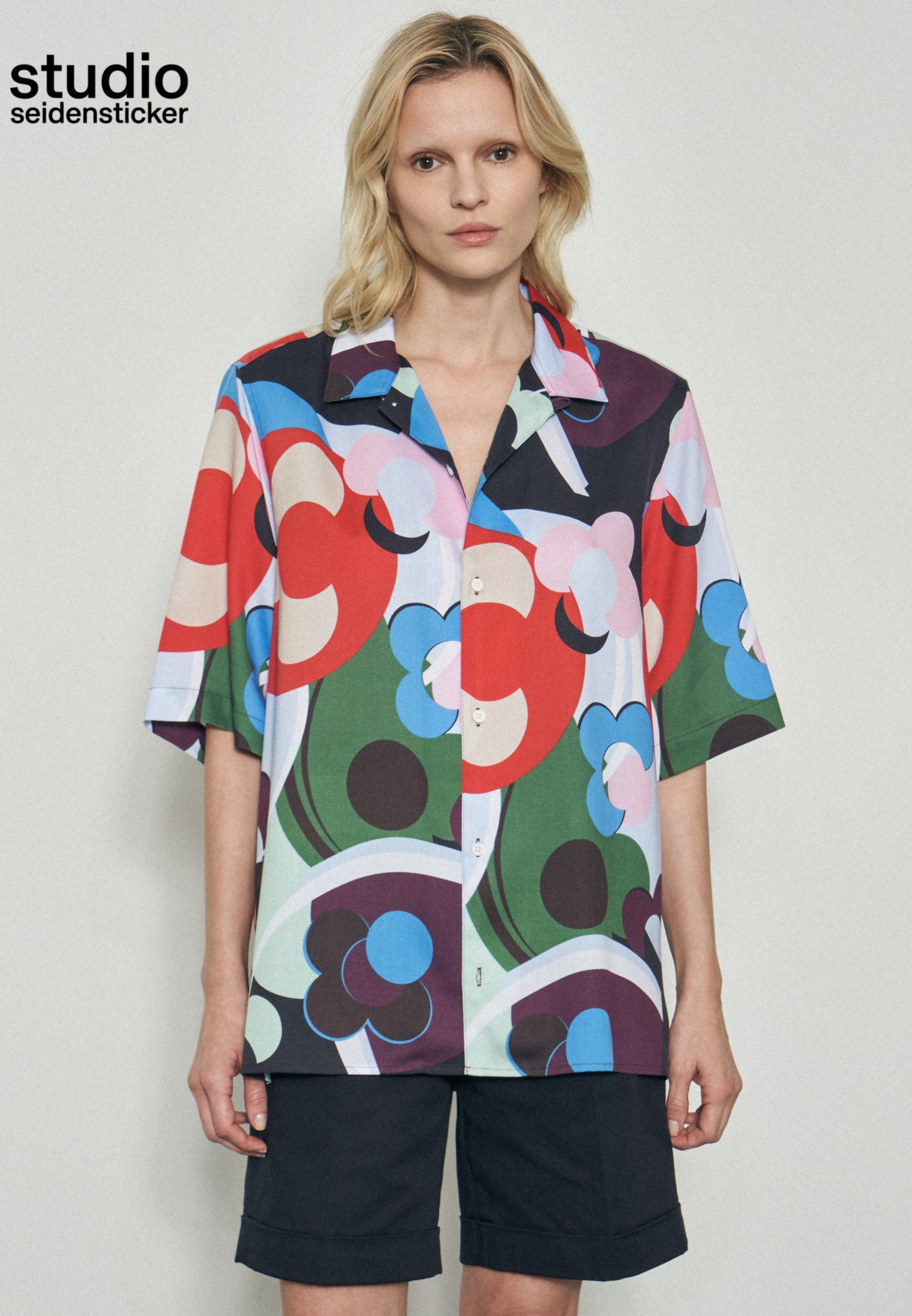 studio seidensticker Businesshemd Studio Regular Kurzarm Reverskragen Druck