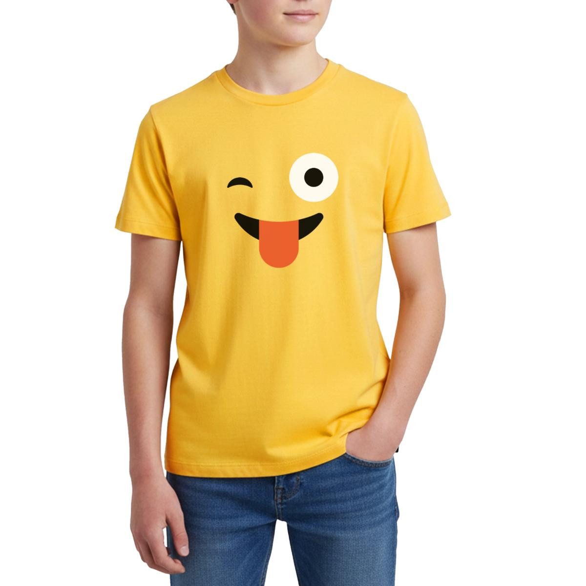 T-Shirt Emoticon Zwinkern Kostüm Karneval Gruppenkostüm Teenager Premium T-Shi