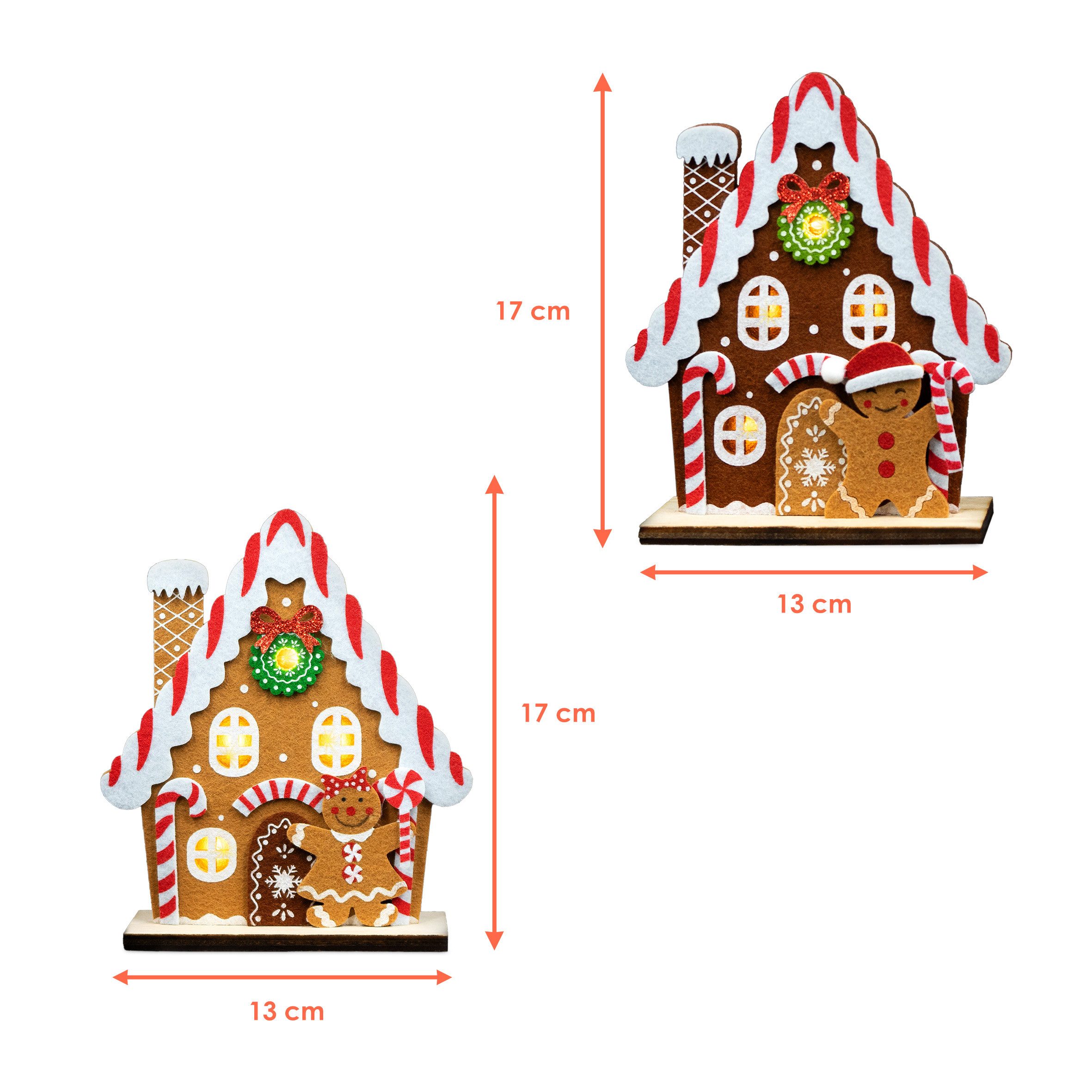 Spetebo LED Dekoobjekt LED Filz Lebkuchenhaus 2er Set - 17 x 13 cm, AN / AU günstig online kaufen