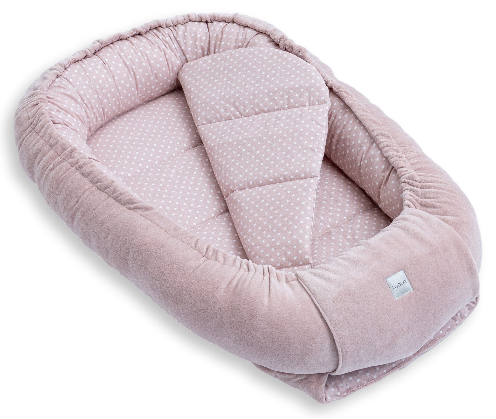 Loolay Kuschelnest BABYNEST + Matratze Premium Babyausstattung - Baumwolle & Samt Velours, (MUSTER: ROSA Samt Velour/ Mini PUNKTE Rosa, 2-tlg., Liebevoll handgefertigt Nestchen! Geborgenheit Komfort für Neugeborene), Premium Ausstattung - 100% Europäische