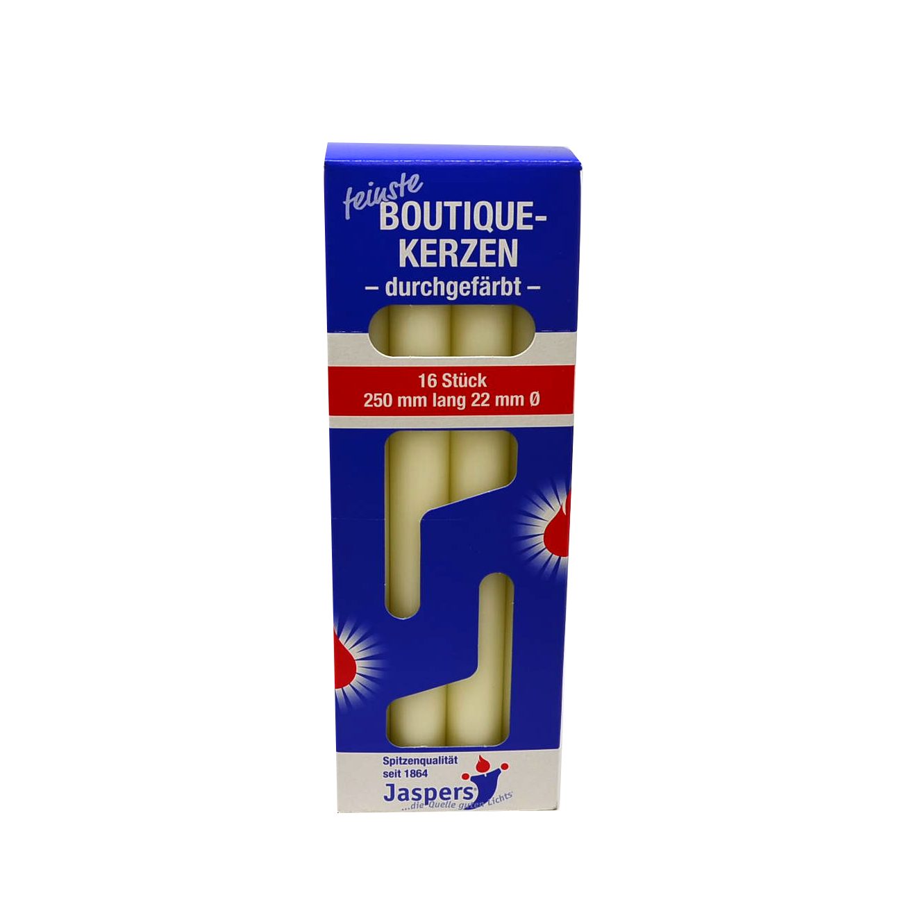 Jaspers Kerzen Tafelkerze Boutique-Tafelkerzen elfenbein 16er Pack durchgefärbt