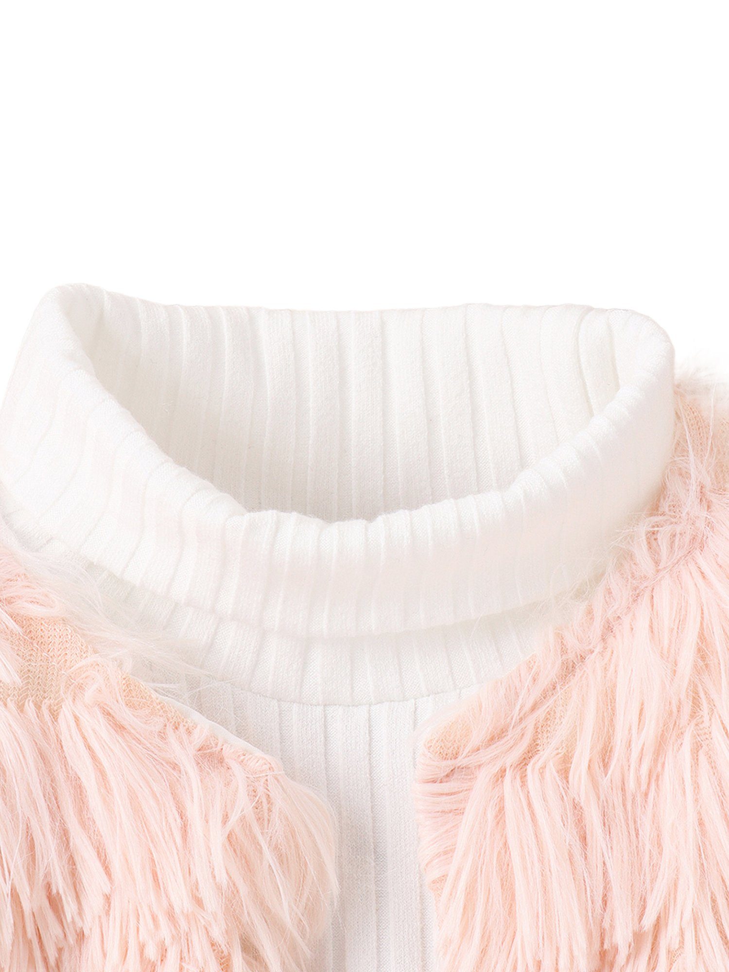 und Partykleid Strickkleid zweiteiliger Weißes LAPA Plüschjacke Anzug 2-tlg) Mädchen (Set, für Herbst Winter Kinderanzug, eleganter rosa