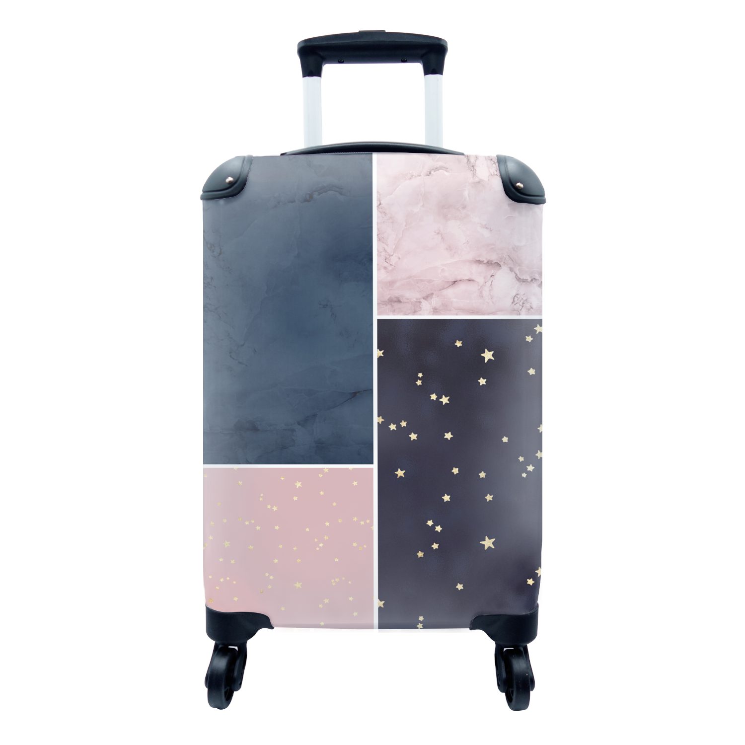 - rollen, Handgepäckkoffer Sterne Rollen, Reisetasche Trolley, Marmor Handgepäck Ferien, - für 4 Reisekoffer MuchoWow mit Collage,