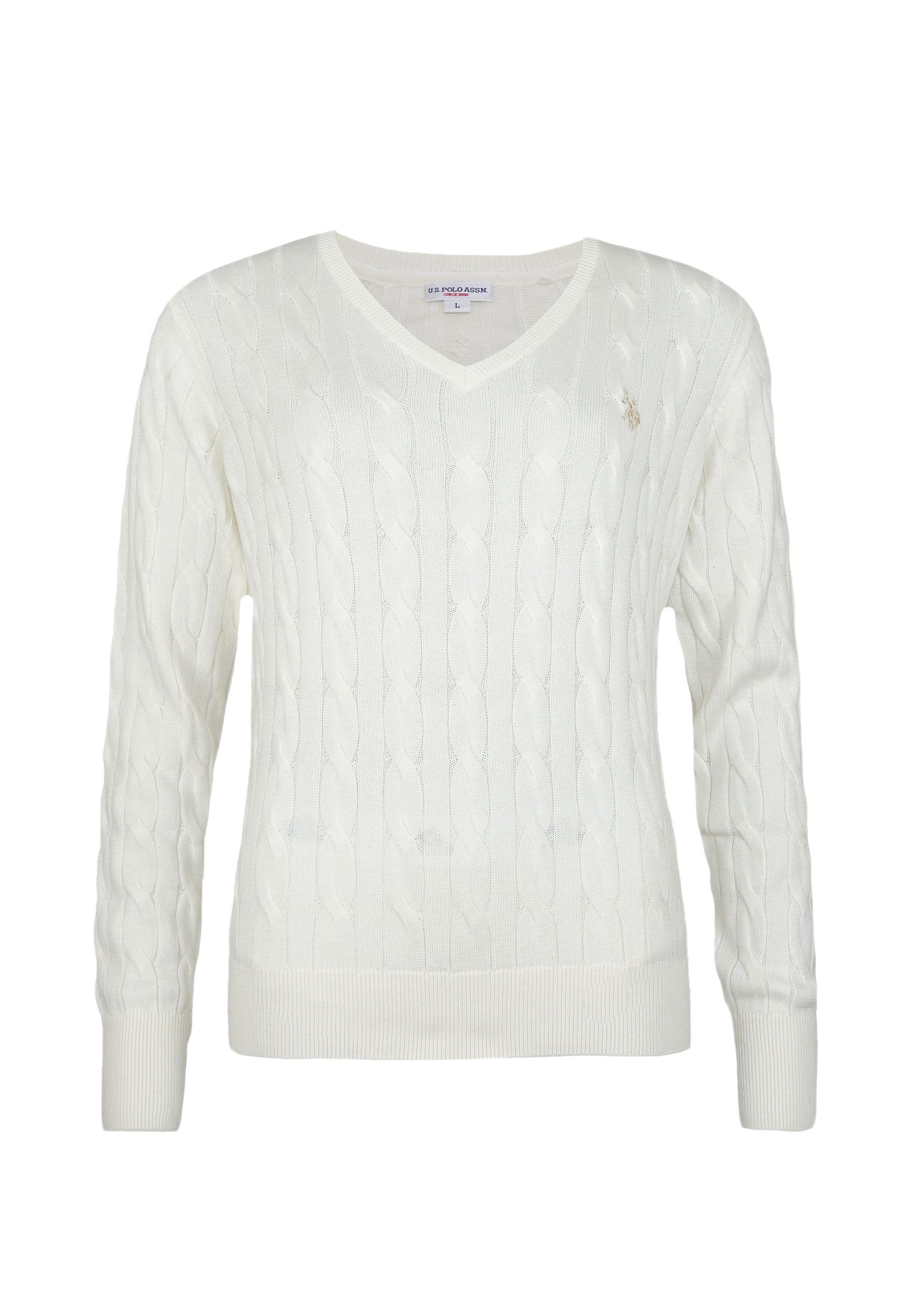 U.S. Polo Assn. Sweatshirt Shirt Pullover Cable V-Neck (1-tlg)