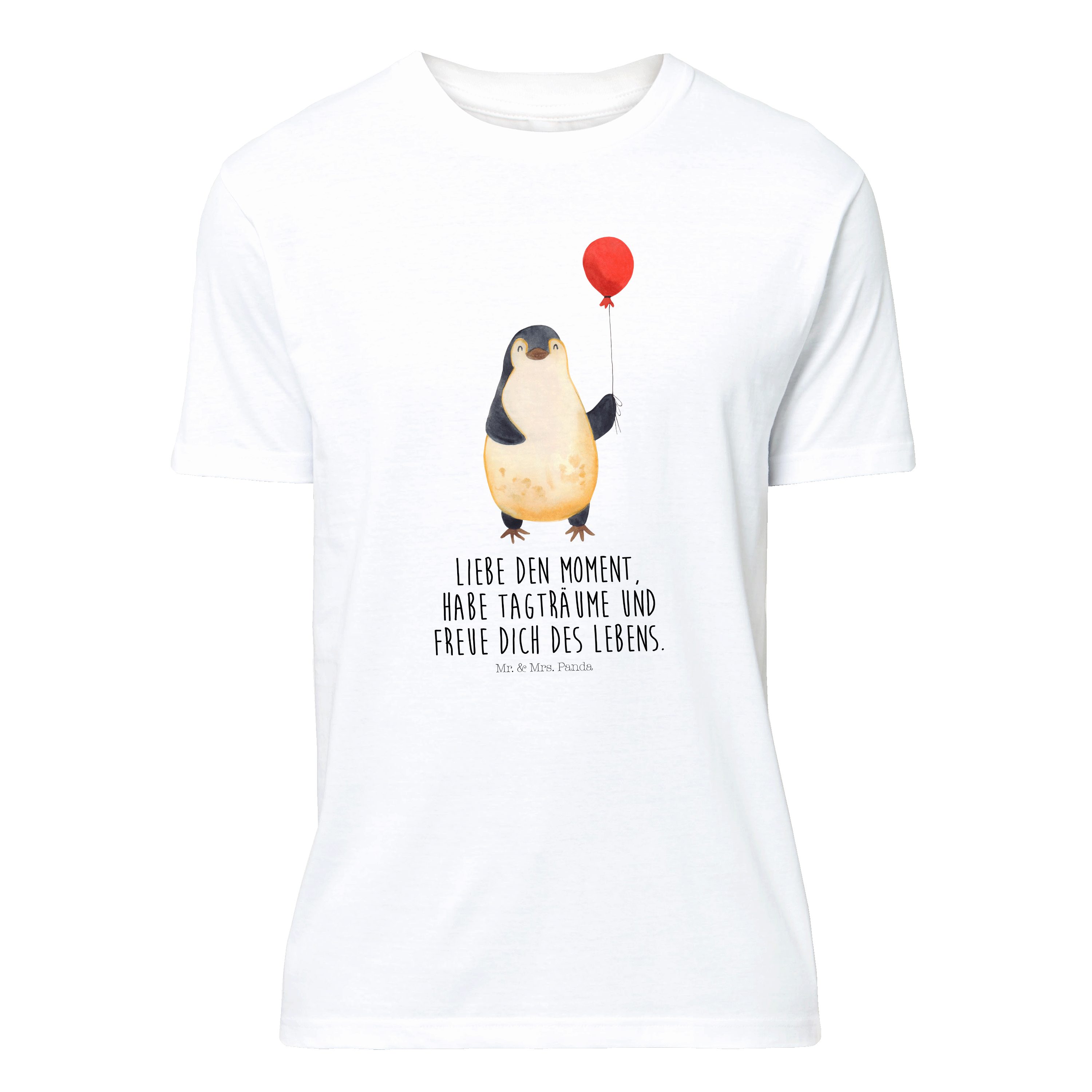 Mr. & Mrs. Panda T-Shirt Pinguin Luftballon - Weiß - Geschenk, Shirt, Kind, Männer, Neustart, (1-tlg)