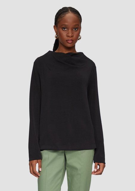 s.Oliver BLACK LABEL Sweatshirt Fließendes Langarmshirt mit Wasserfall-Krag günstig online kaufen