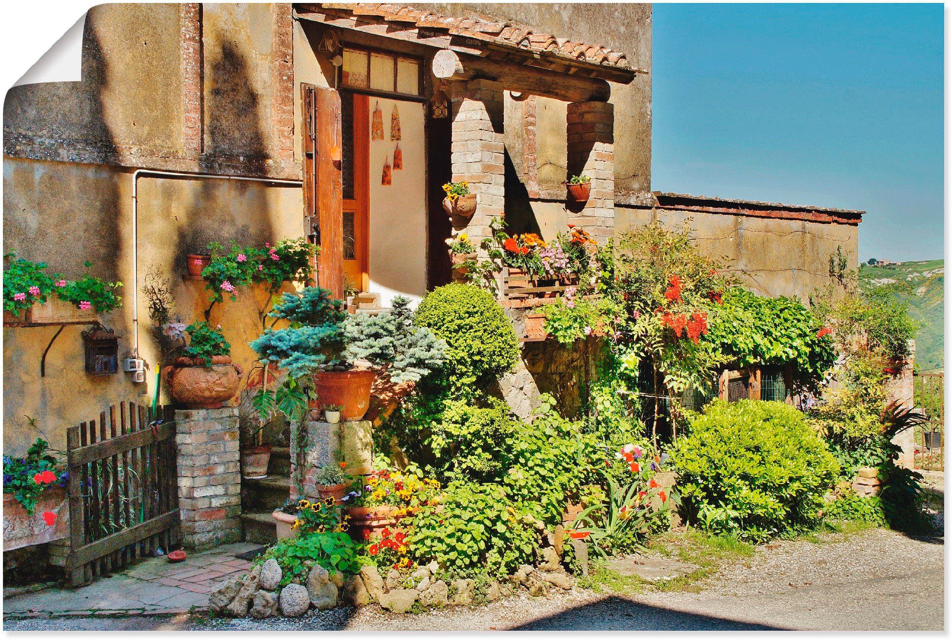 Artland Wandbild Kleines Paradies in der Toskana, Gebäude (1 St), als Alubild, Leinwandbild, Wandaufkleber oder Poster in versch. Größen
