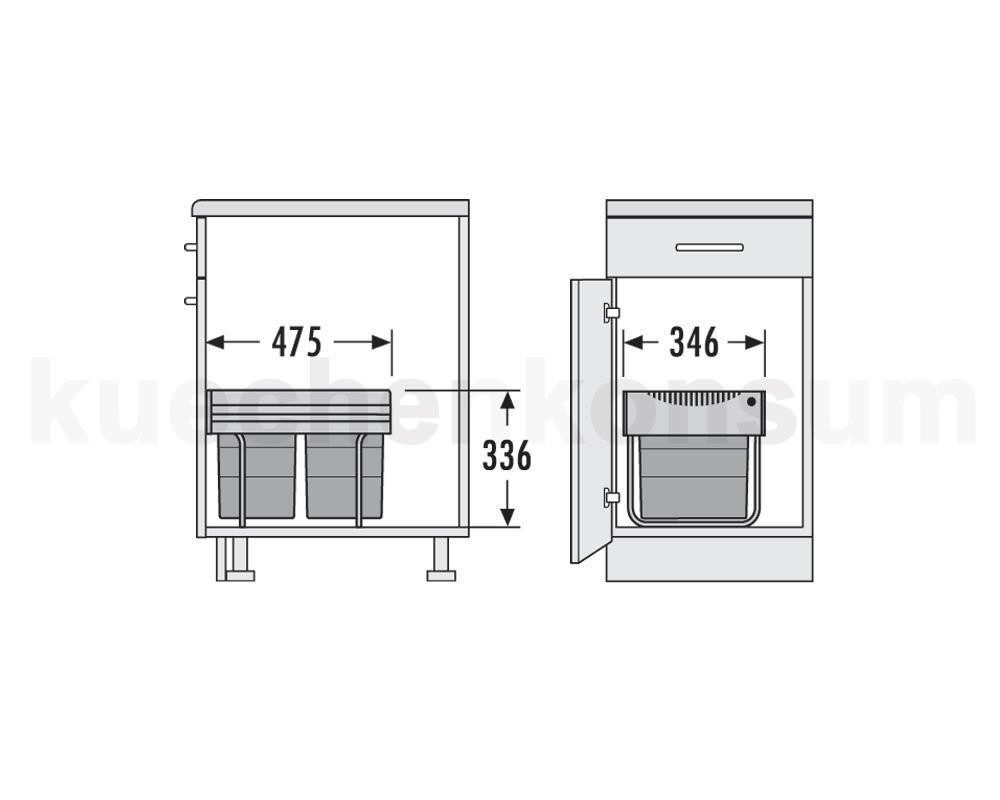 Hailo Einbaumülleimer Hailo Abfallsammler 3642531 Raumspar-Tandem 2x 8,5 +18 L dunkelgrau – Bild 3 von 5