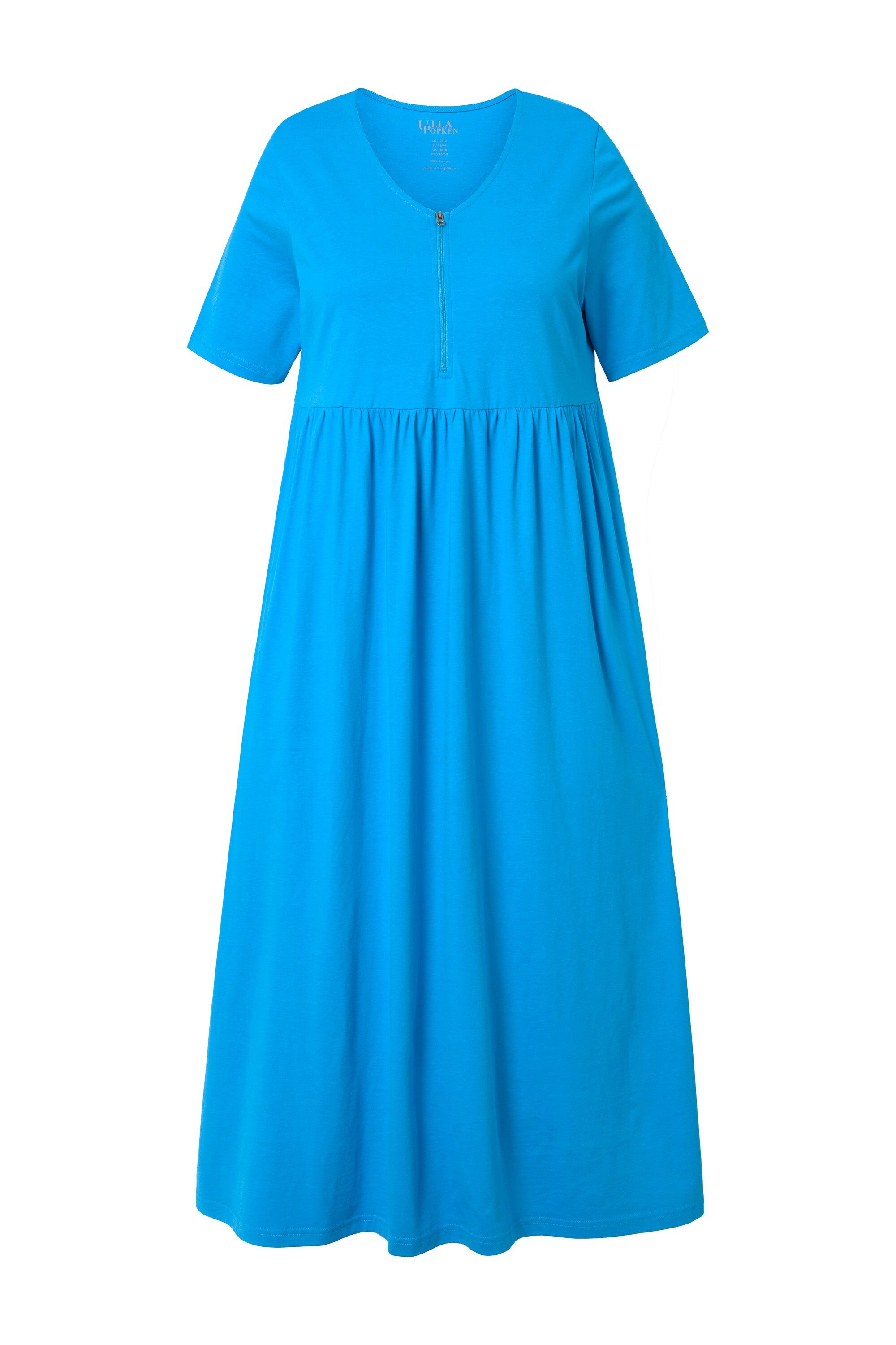 Ulla Popken Maxikleid Maxikleid A-Linie Zipper V-Ausschnitt Halbarm günstig online kaufen
