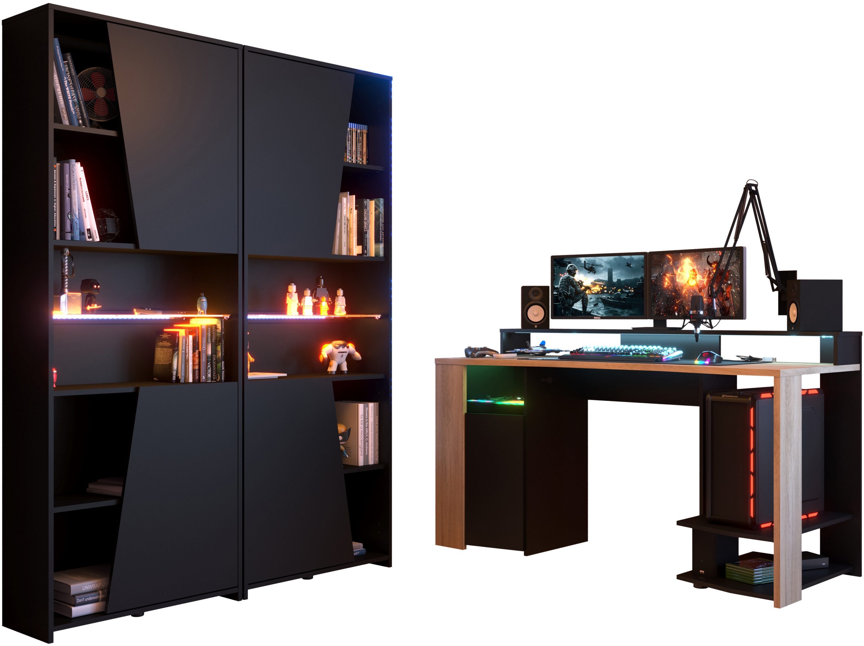 Parisot Mehrzweckschrank-Set Parisot Meta 11, (Komplett-Set, 3-St., 3-teilig), LED-Beleuchtung mit Farbwechsel; inkl. Fernbedienung