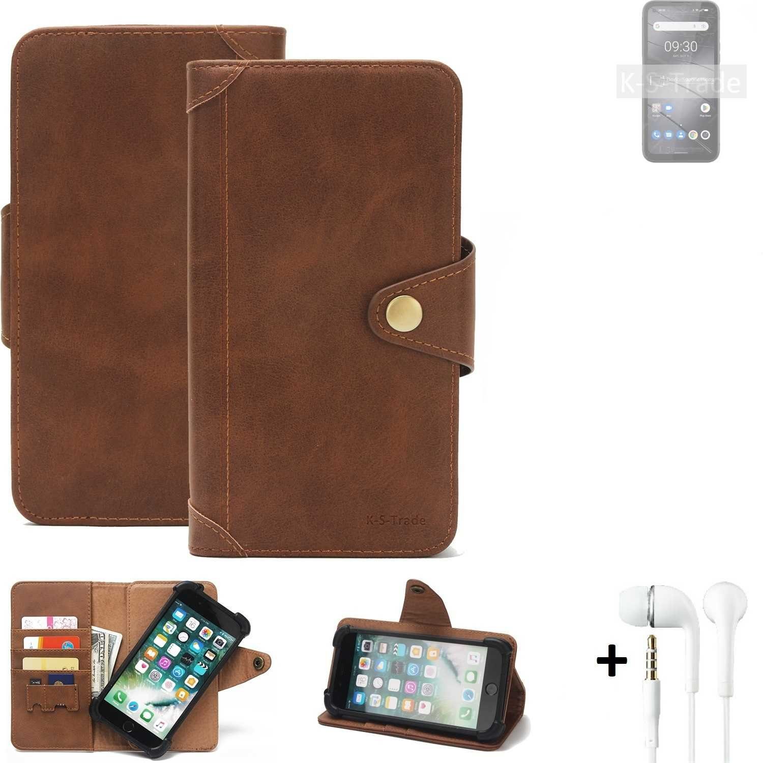 K-S-Trade Handyhülle für Gigaset GX6, Handyhülle + Kopfhörer Schutz Hülle Walletcase Bookstyle Tasche