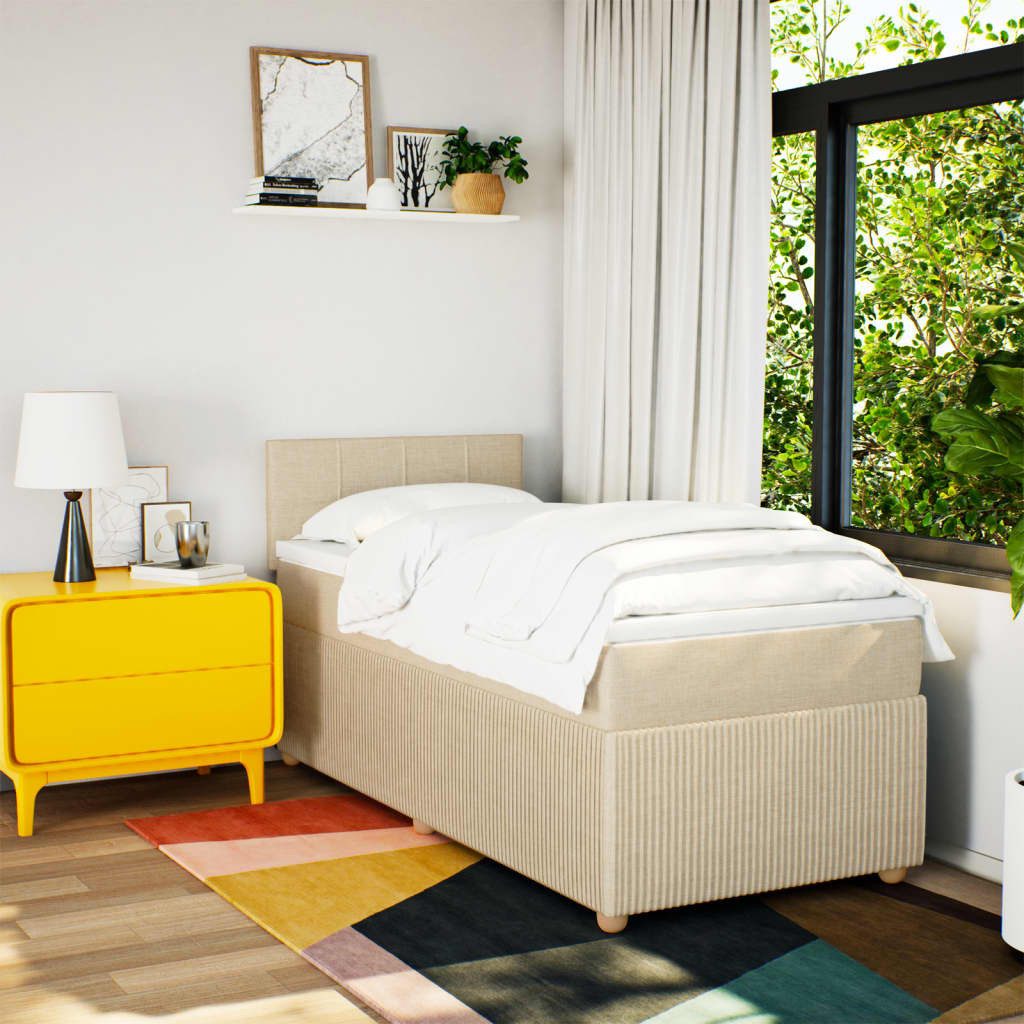 vidaXL Bett Boxspringbett mit Matratze Creme günstig online kaufen