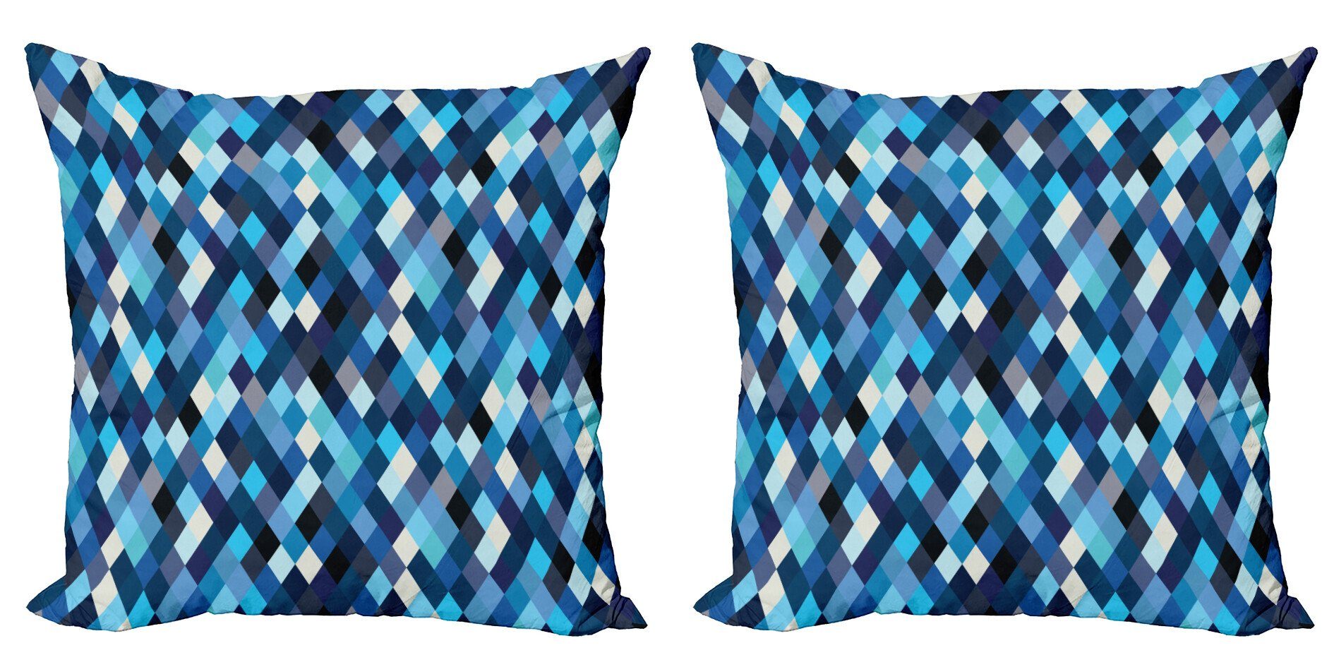 Kissenbezüge Modern Accent Doppelseitiger Blau (2 Stück), getönte Bunt Abakuhaus Digitaldruck, Hexagons