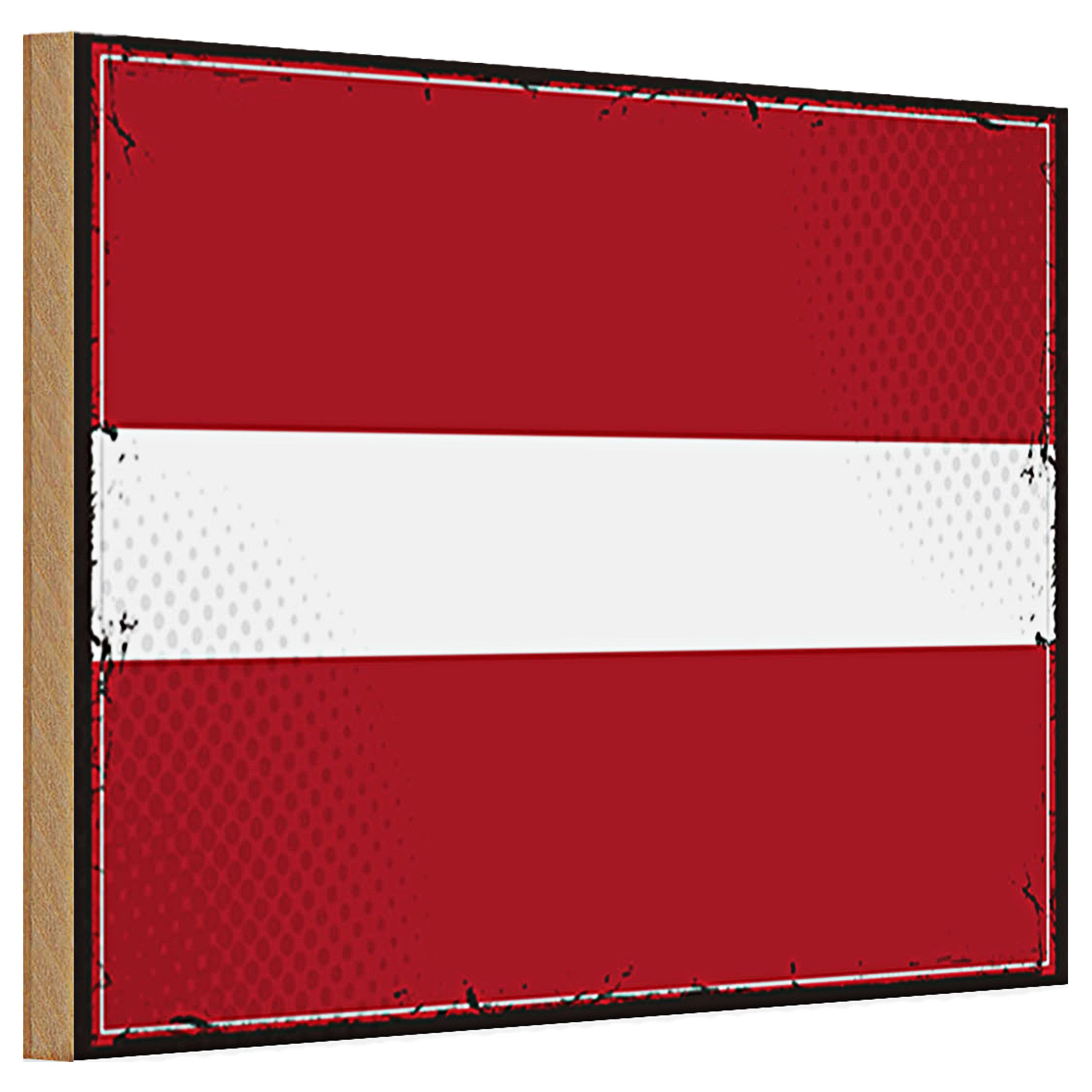 Roomando Holzbild Holzschild Flagge Lettland 30x20cm Retro Flag of Latvia