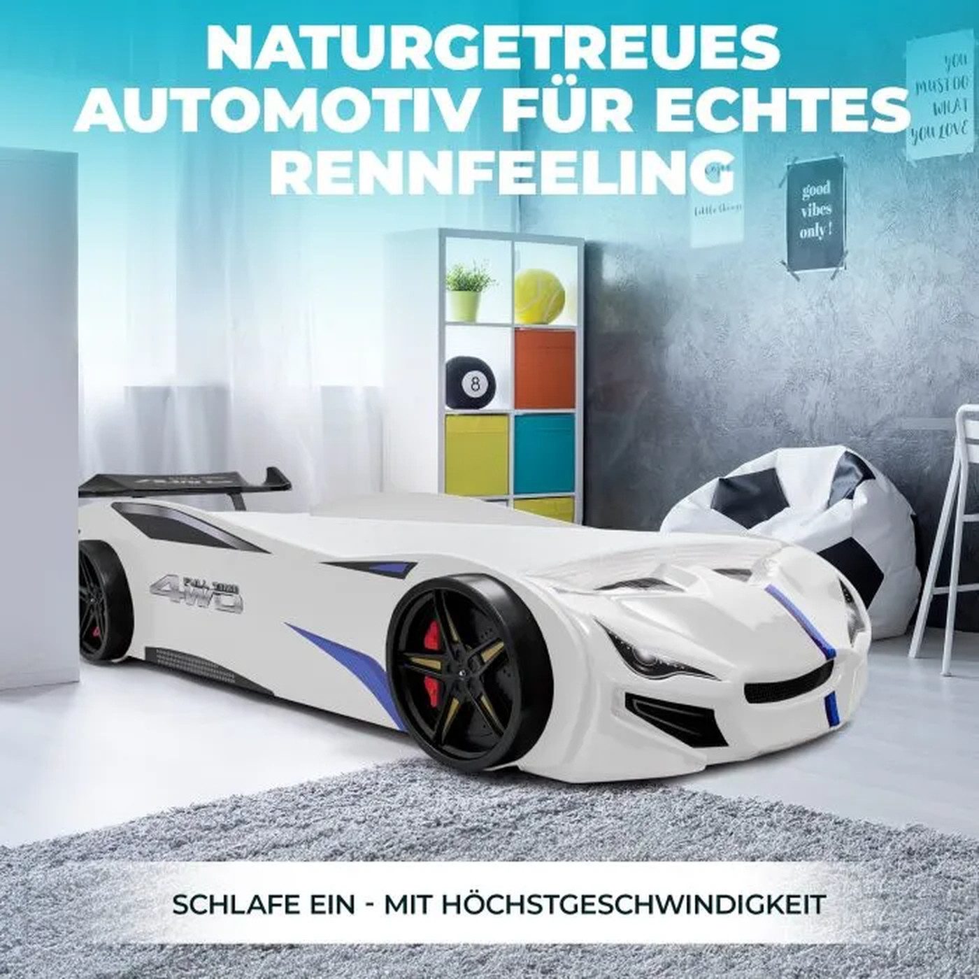 MARQA HOME Autobett Kinderbett 90x200 mit Rolllattenrost (Autobett 90x200 mit Rolllattenrost), Kinderbett Autobett 90x200 mit Rolllattenrost – Bild 5 von 5
