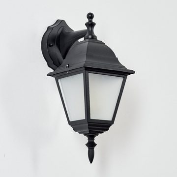 hofstein Außen-Wandleuchte Wandlampe abwärts in antikem Look aus Metall/Glas in Schwarz, ohne Leuchtmittel, im klassischen Landhaus-Stil, Außenleuchte für Terrasse, E27, IP44