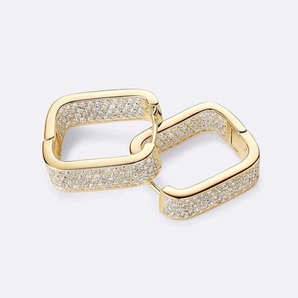 ROUGEMONT Paar Creolen Funkelnde Glamour Baguette Creolen Ohrringe mit Zirkonia Besatz