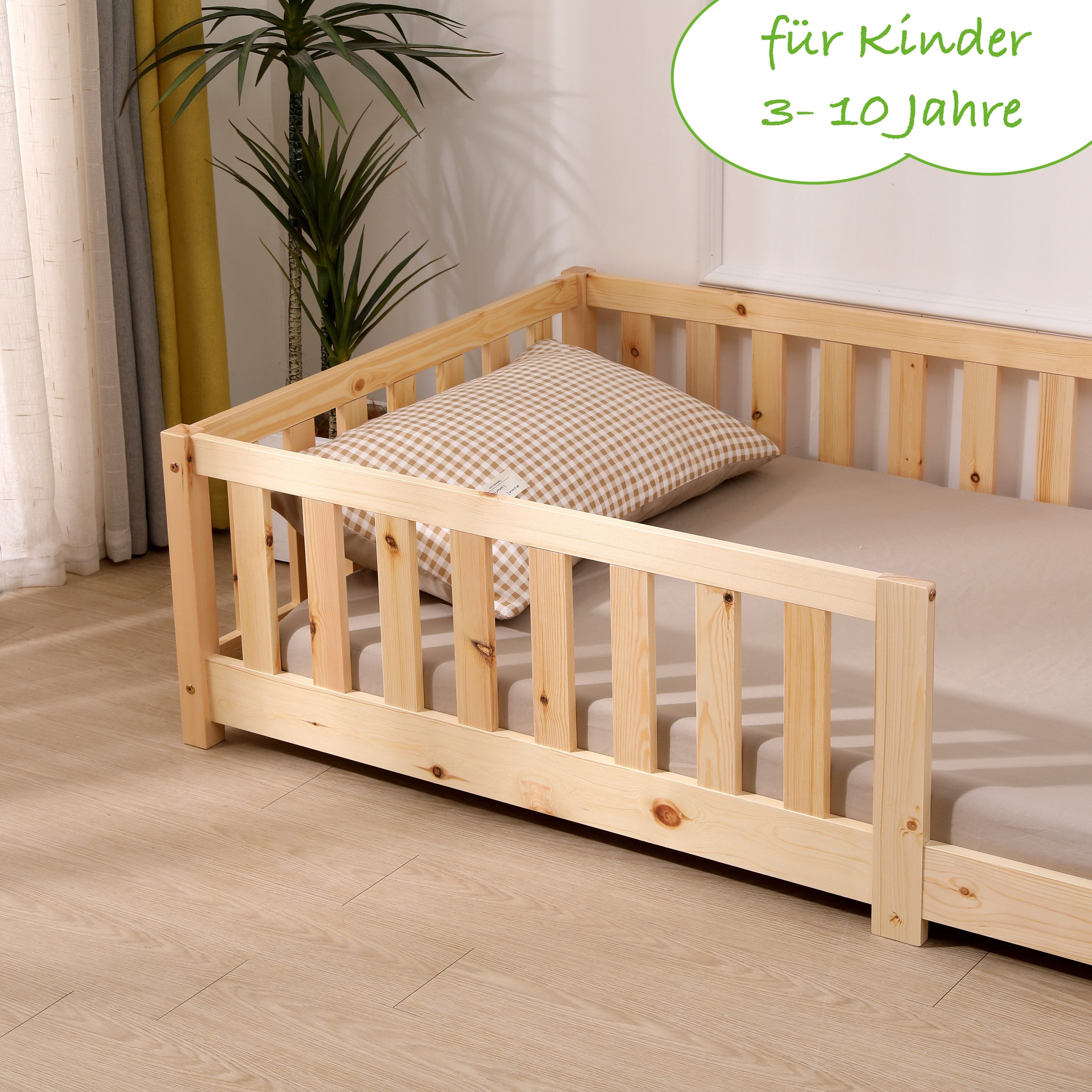 ecoMI Kinderbett mit Rausfallschutz inkl. Lattenrost, 90x200 & 80x160, Weiß günstig online kaufen