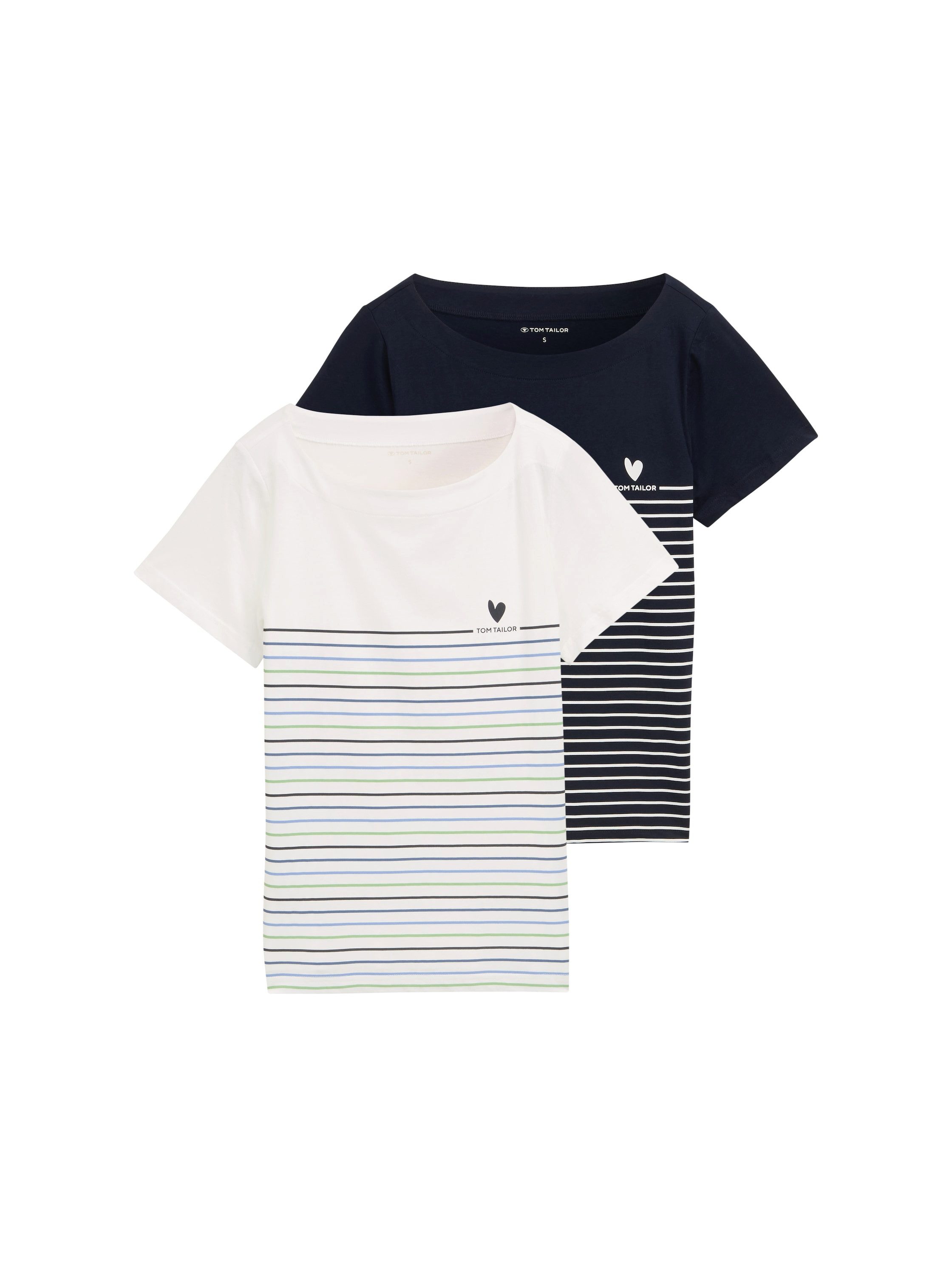 TOM TAILOR Print-Shirt (2-tlg) mit Streifen- und Logoprint günstig online kaufen