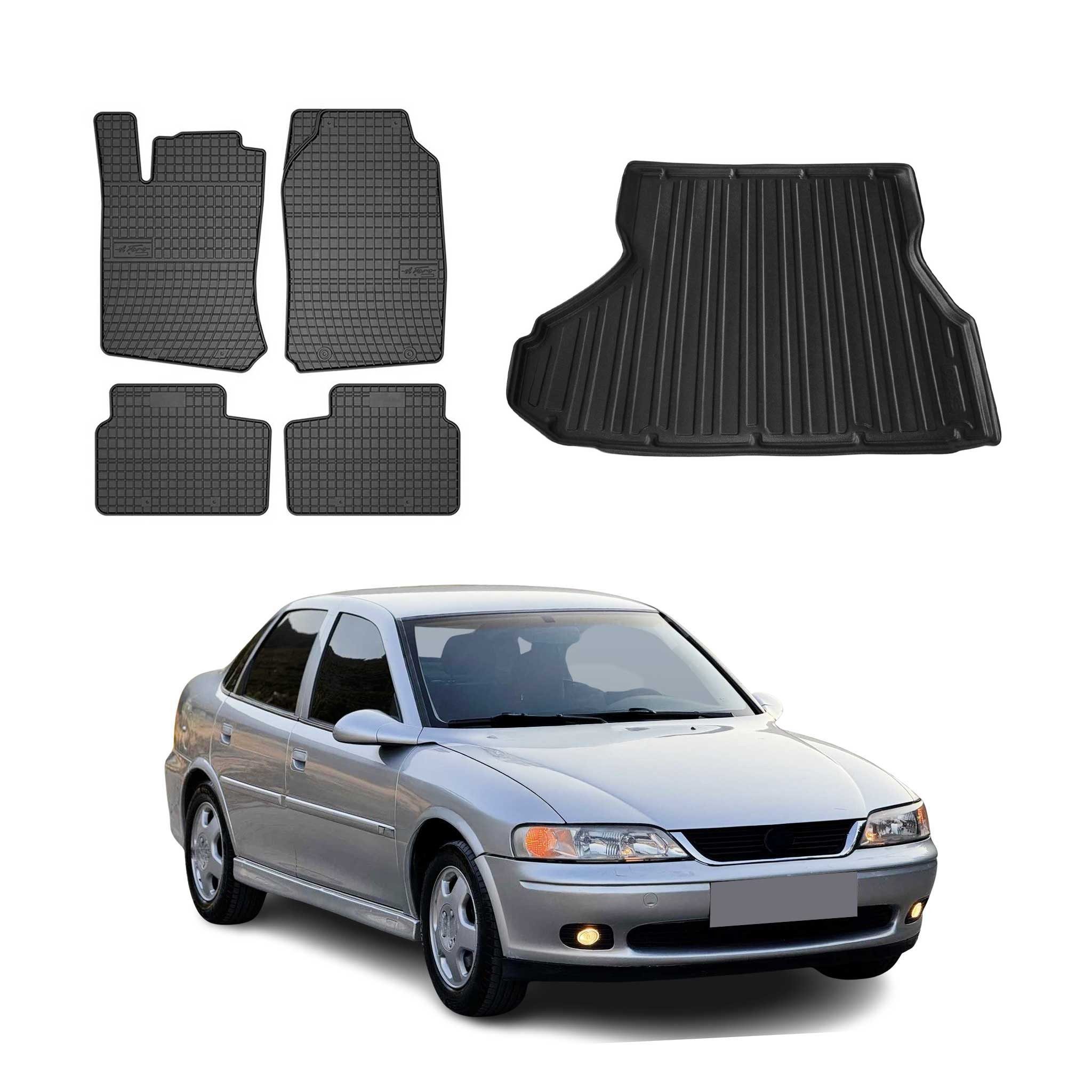 Auto-Fußmatten Kofferraumwanne Set für Opel Vectra B 1995-2002 Gummi Schwarz 5x