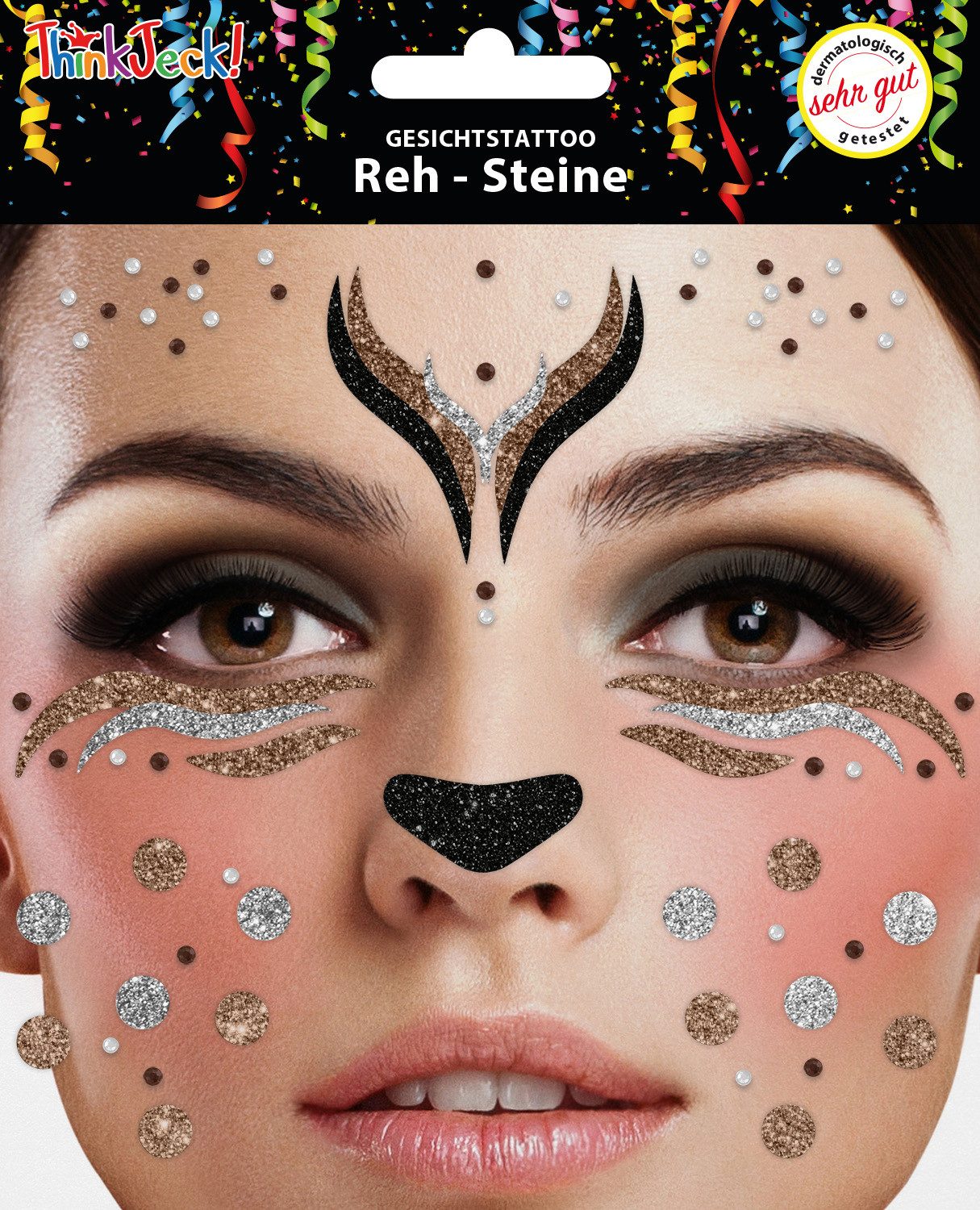 Bock-op-Kölle Schmuck-Tattoo Bock op Kölle Gesichtstattoo - Temporäres Glitter Face Tattoo
