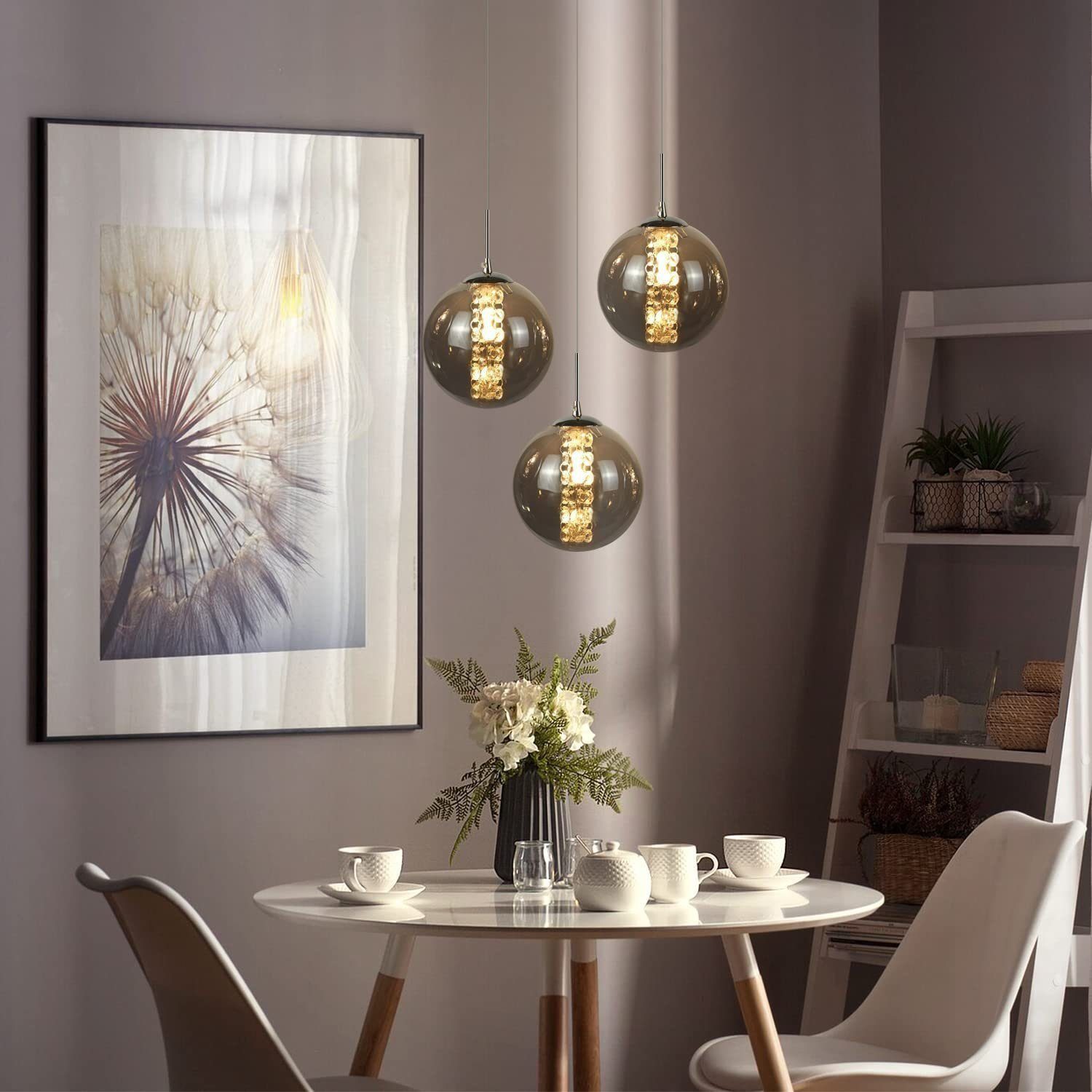 Nettlife Pendelleuchte G9 Pendelleuchte 3-flammig Bernstein/Grau Glas, Höhe günstig online kaufen