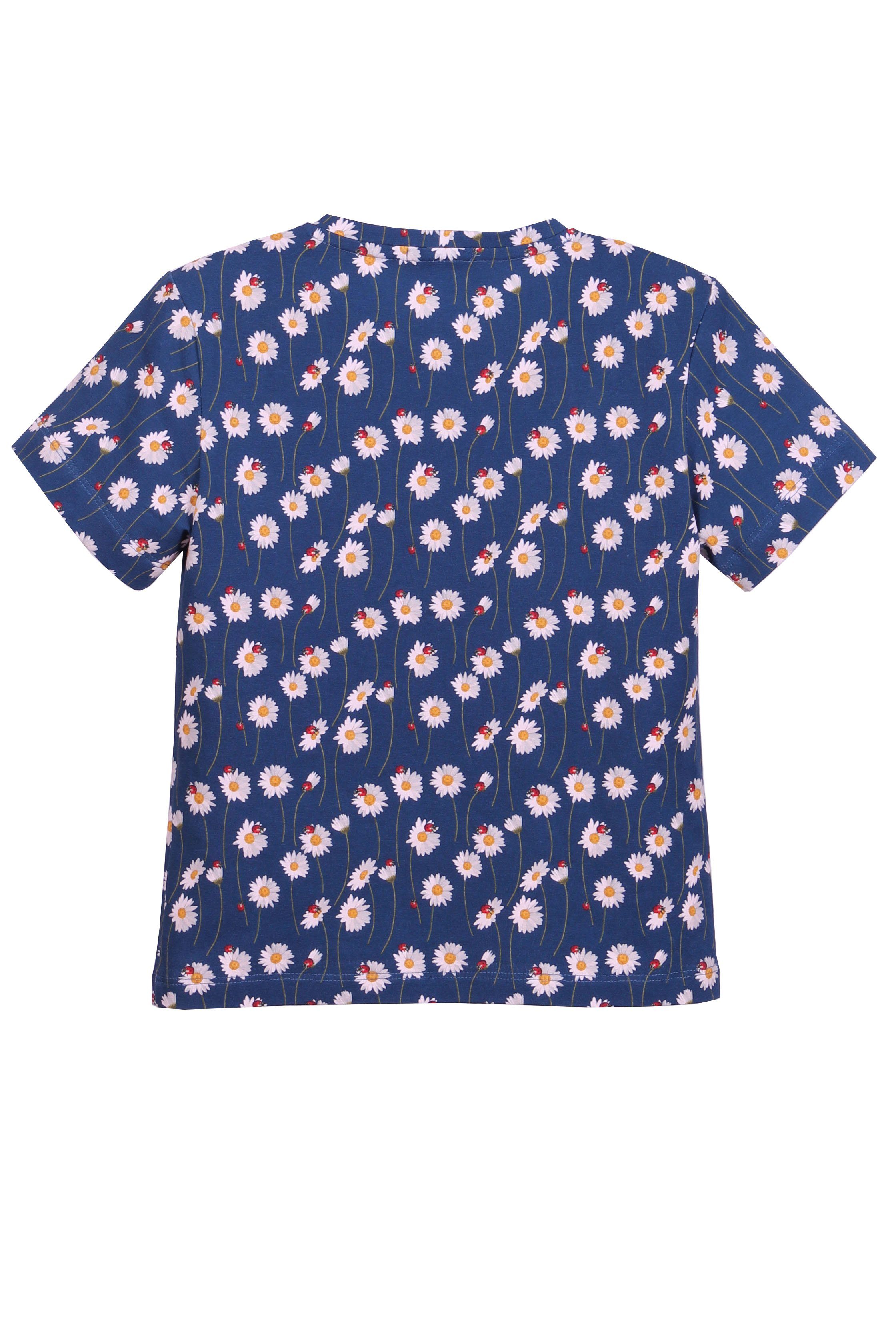 Mädchen Rundhalsausschnitt, Alloverprint, Gänseblümchen Baumwolle Print-Shirt T-Shirt coolismo für mit