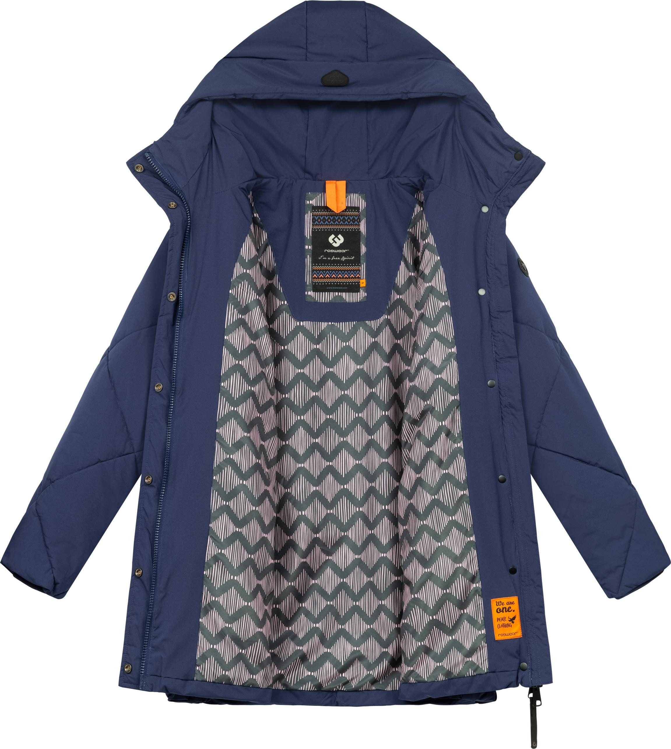 Ragwear Steppmantel Diamanta Wasserdichter Damen Kurzmantel mit Kapuze