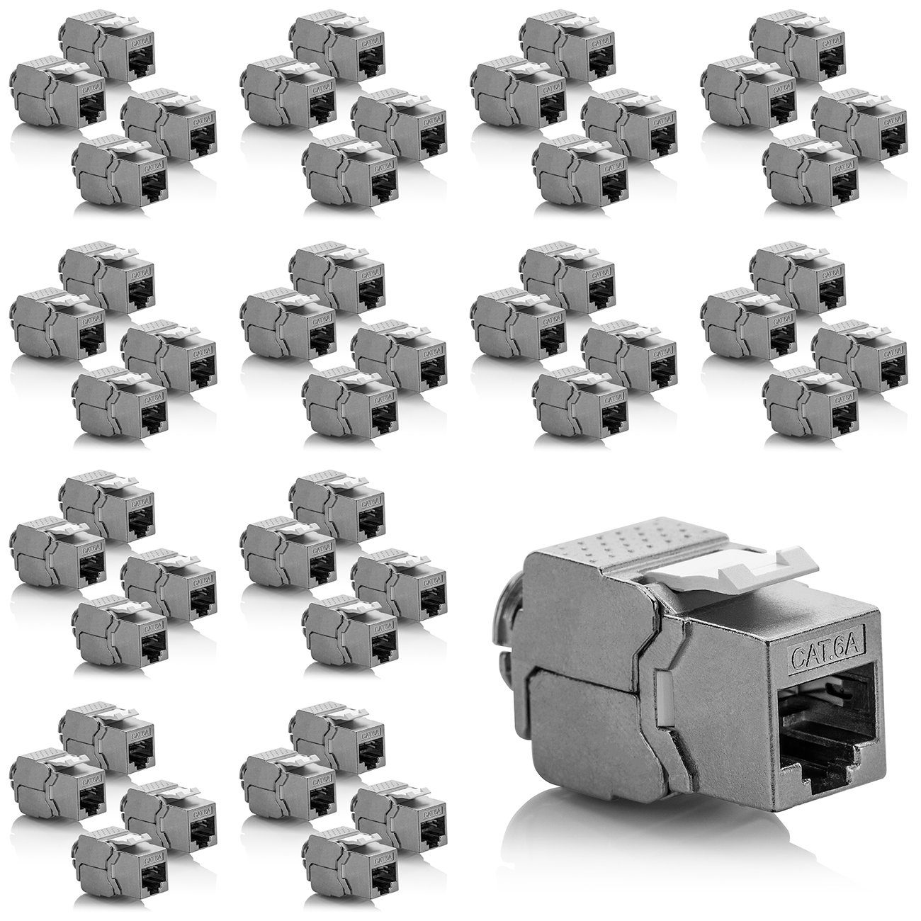 deleyCON deleyCON 48x Keystone Modul CAT6a Jack / vollgeschirmt STP / Netzwerk-Adapter