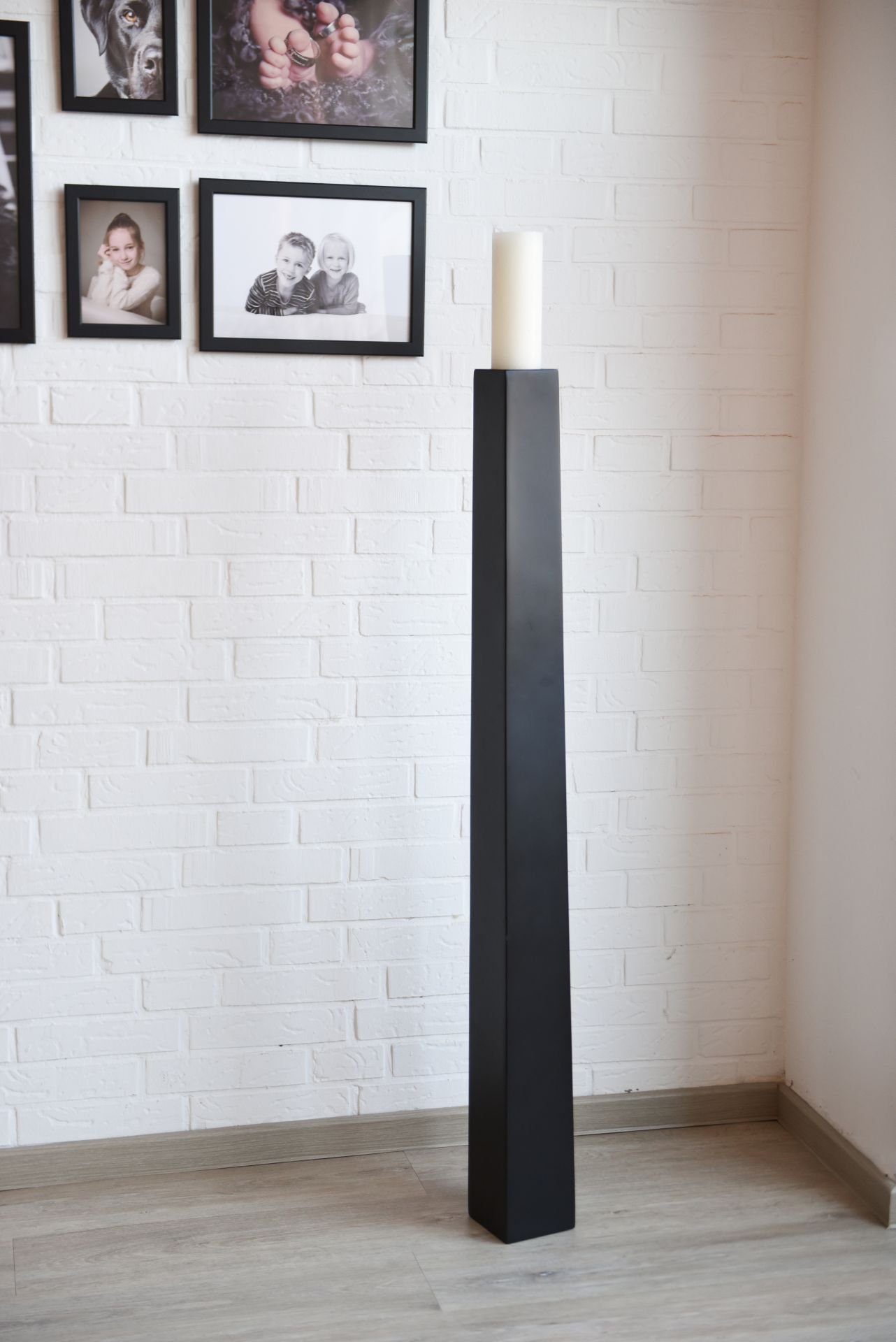 VIVANNO Bodenwindlicht Fiberglas OBELISK Säule - Schwarz Matt (1 St), 11x11x120 cm – Bild 5 von 5